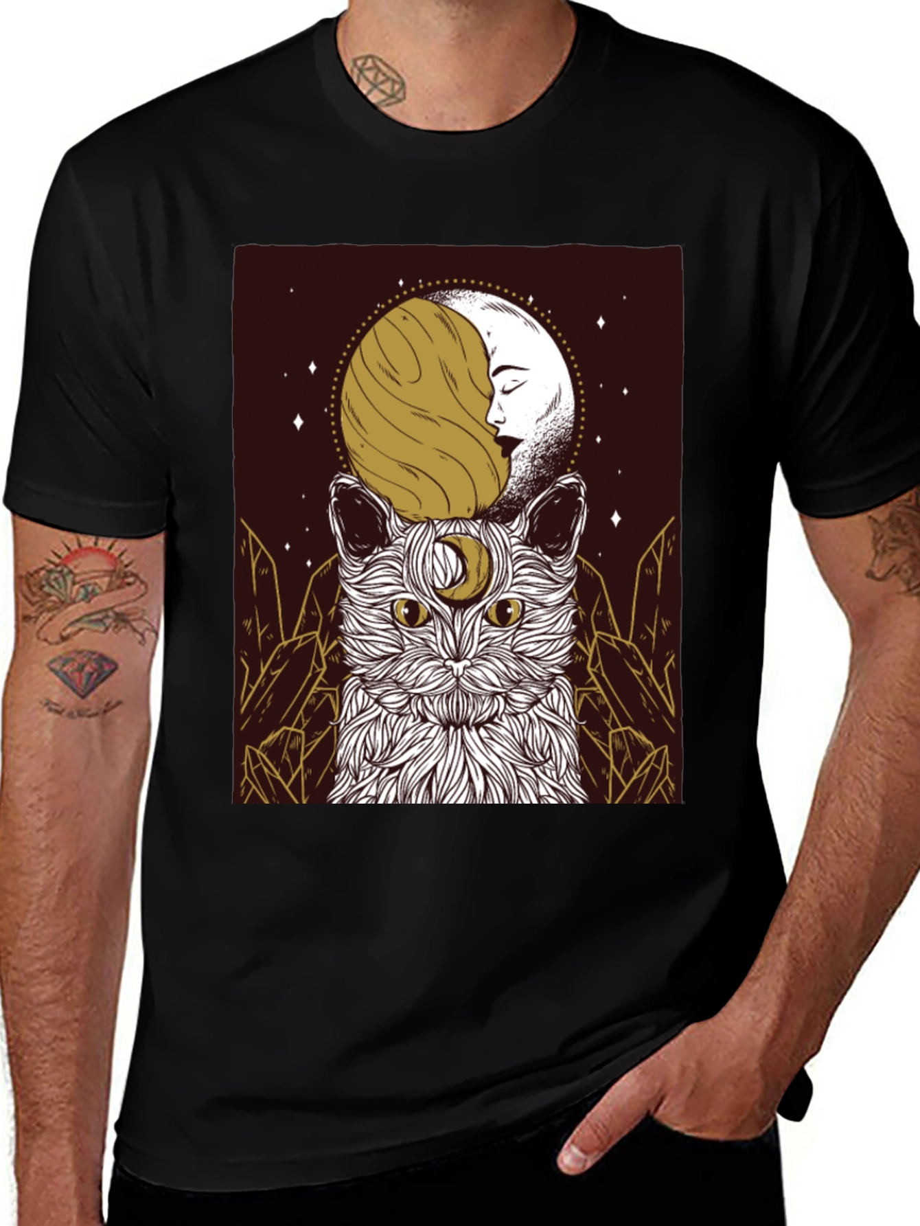 Variant 19 of Mystic Moon Cat Graphic Tee - Unisex