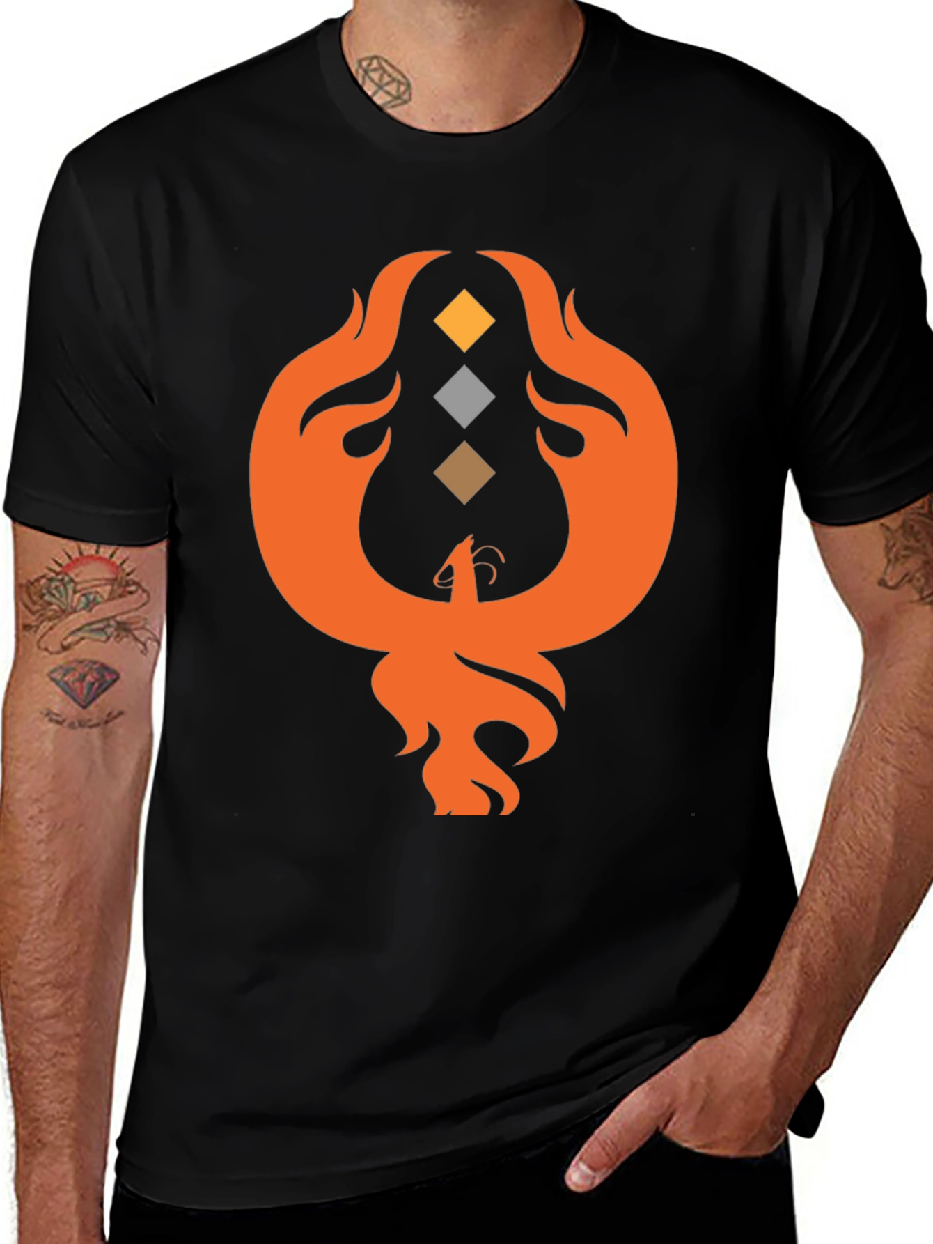 Variant 24 of Phoenix Flame Graphic T-Shirt - Black