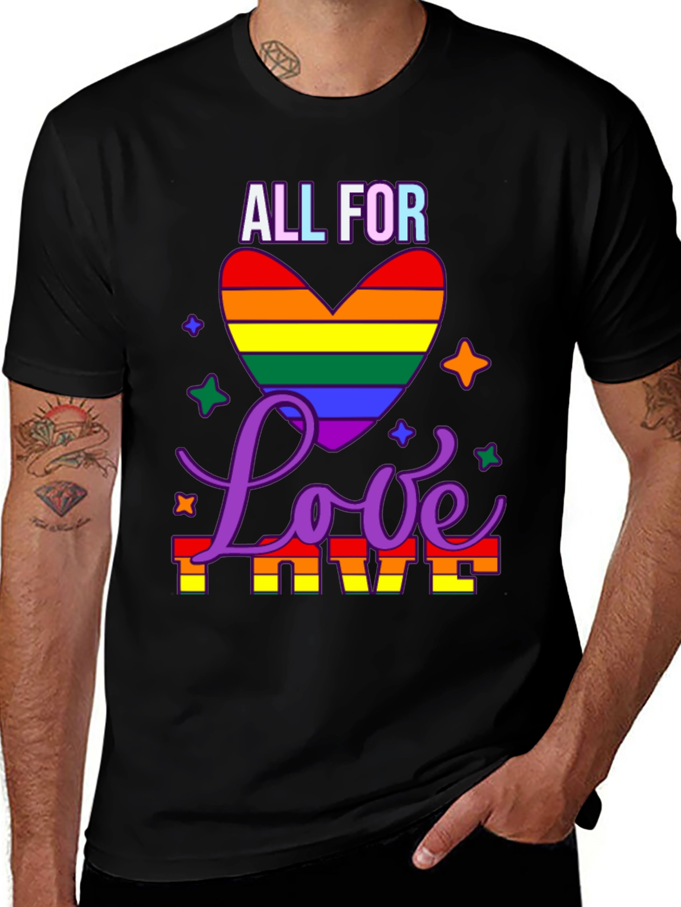 Variant 16 of All For Love Rainbow Heart Pride T-Shirt