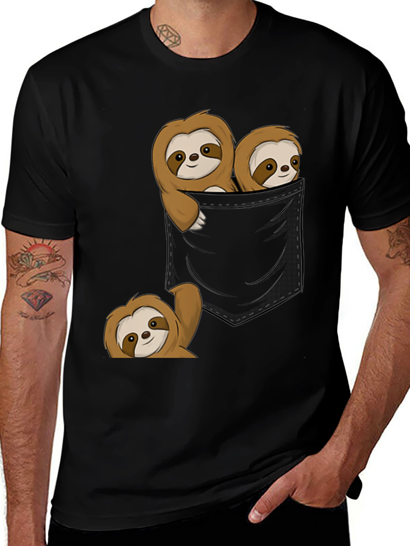 Variant 18 of Sloth Pocket T-Shirt - Cute Animal Graphic Tee