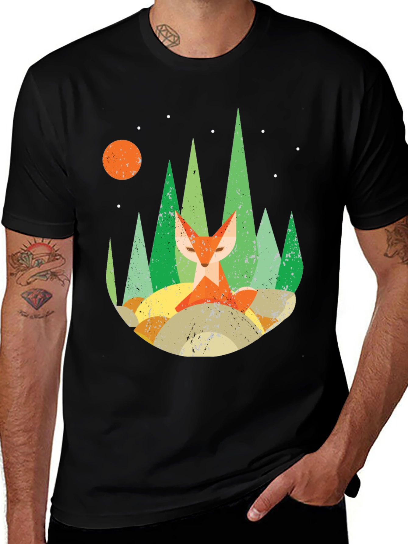 Variant 27 of Forest Fox Graphic Tee - Unisex Black T-Shirt