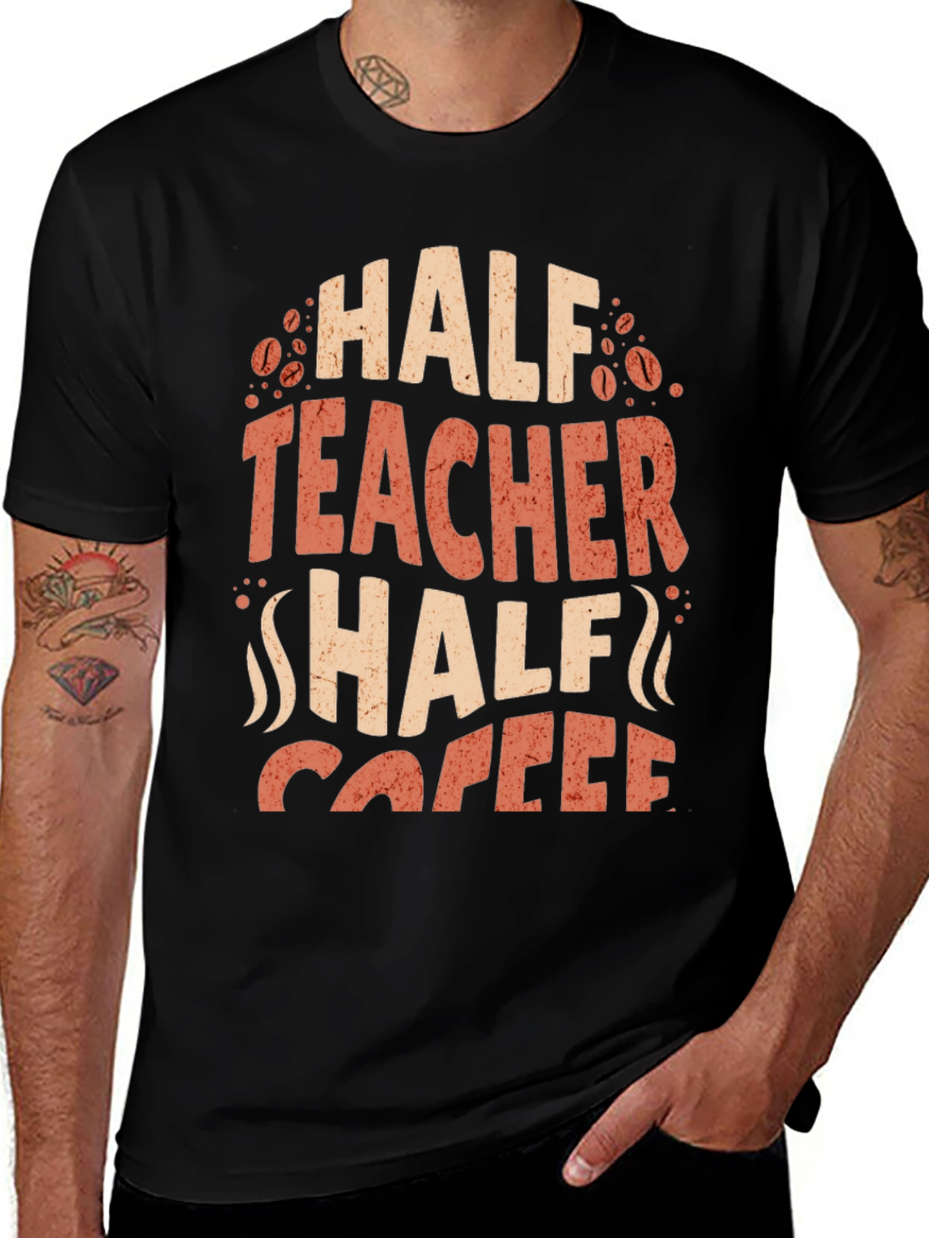 Variant 18 of Half Teacher Half Coffee Graphic Tee