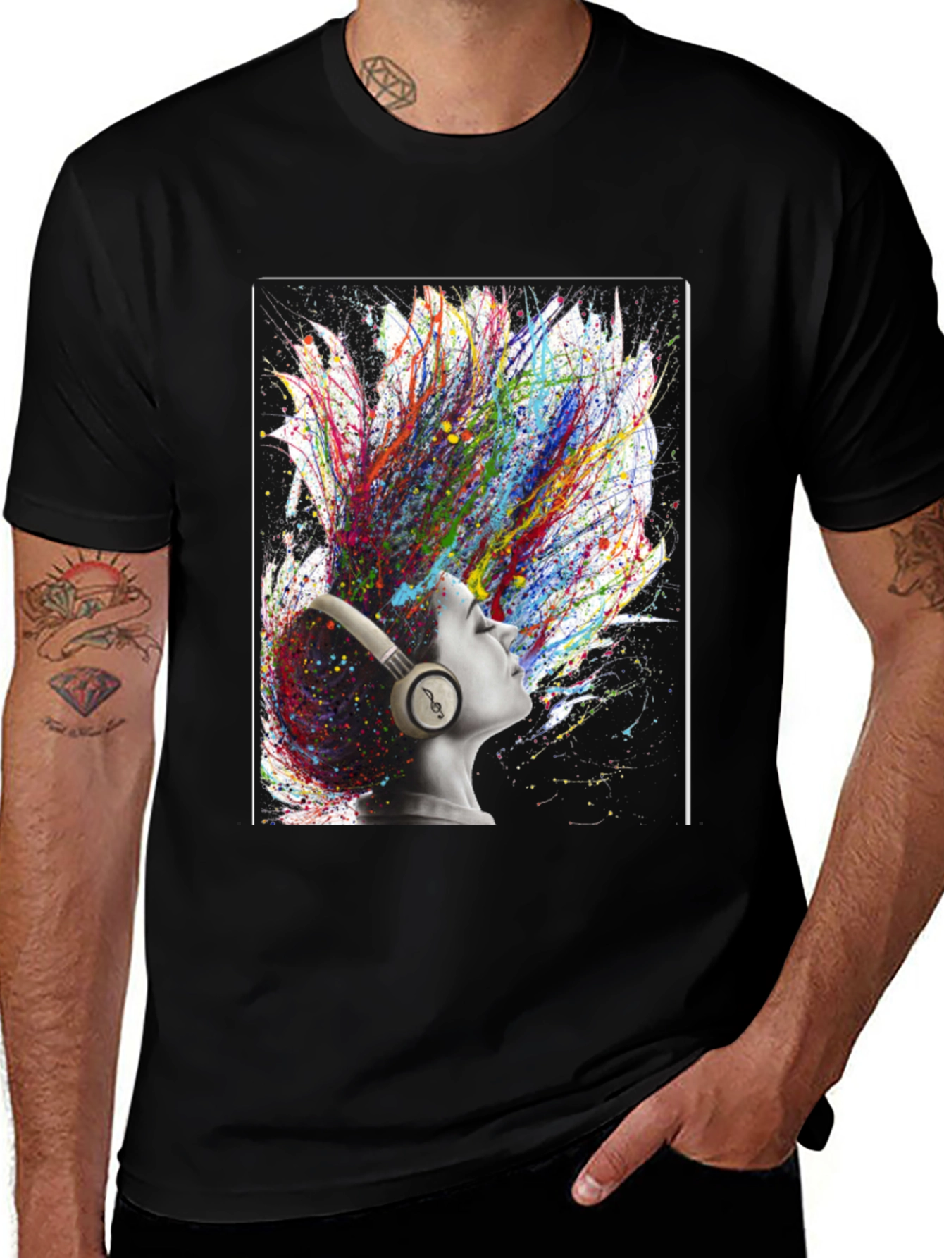 Variant 15 of Artistic Headphones Graphic Tee