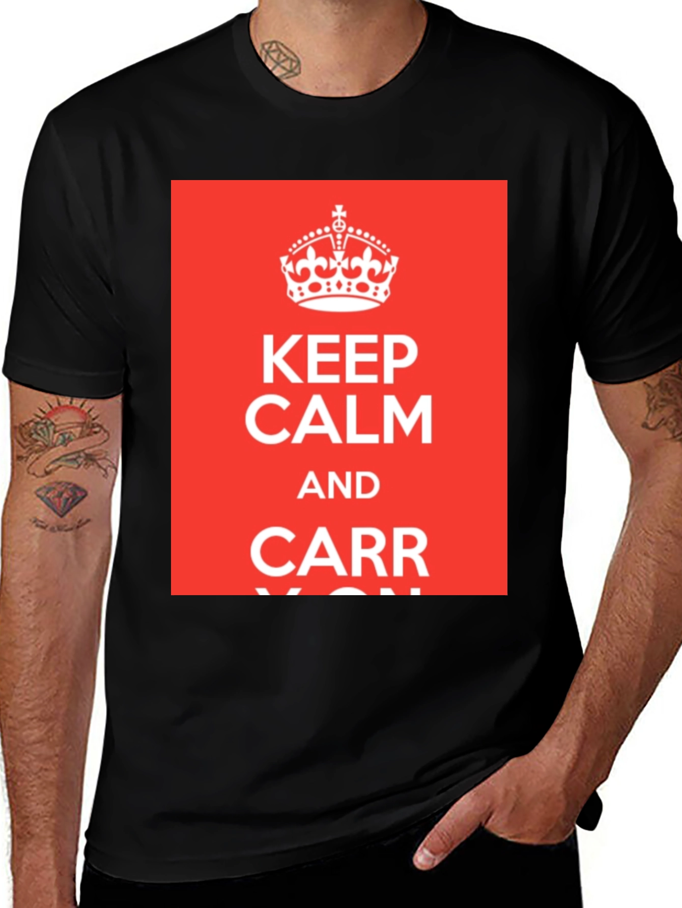 Black Keep Calm and Carr-y On T-Shirt - Black Crew Neck Tee main image