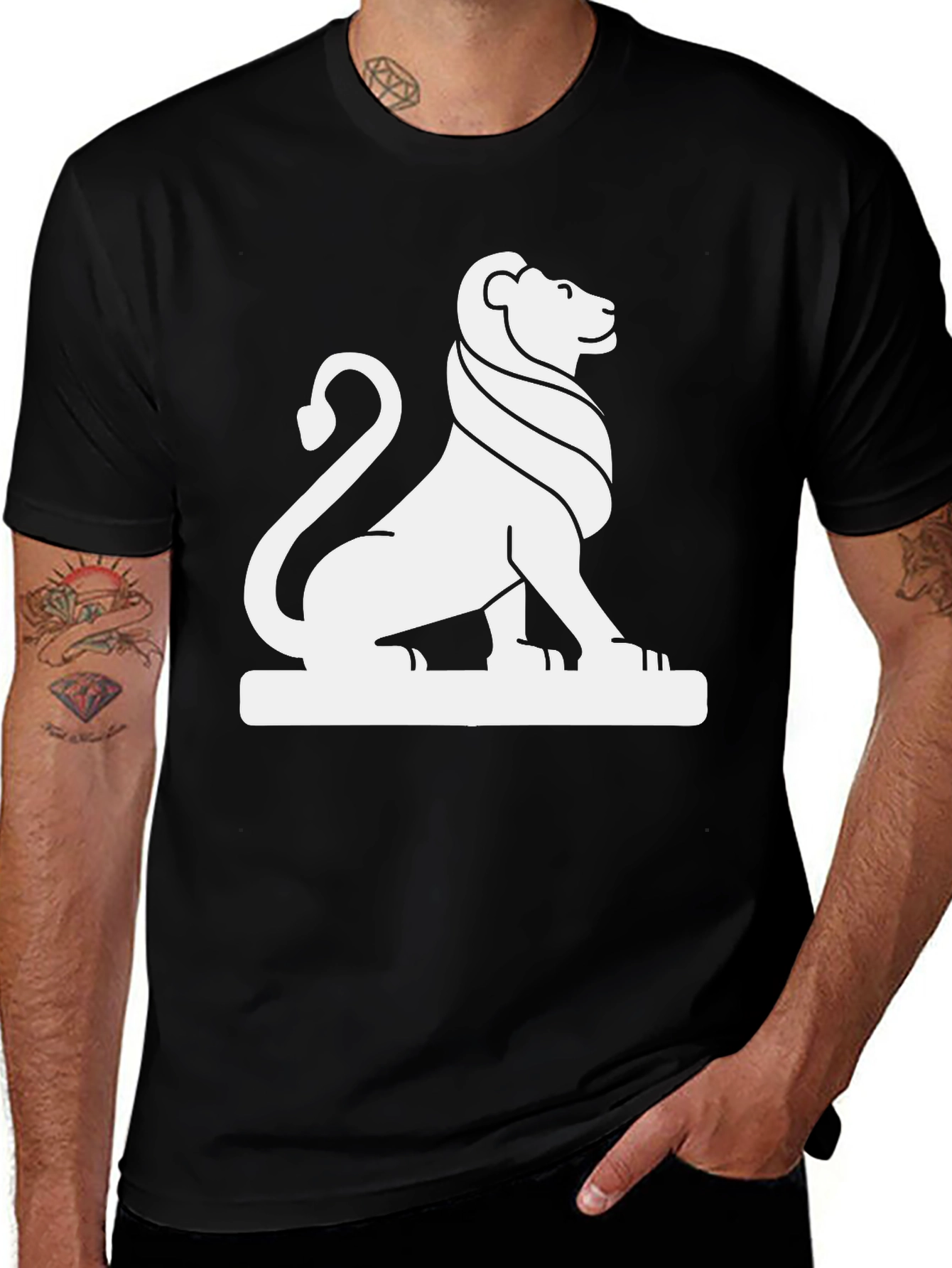 Variant 22 of Lion Graphic Print Black T-Shirt