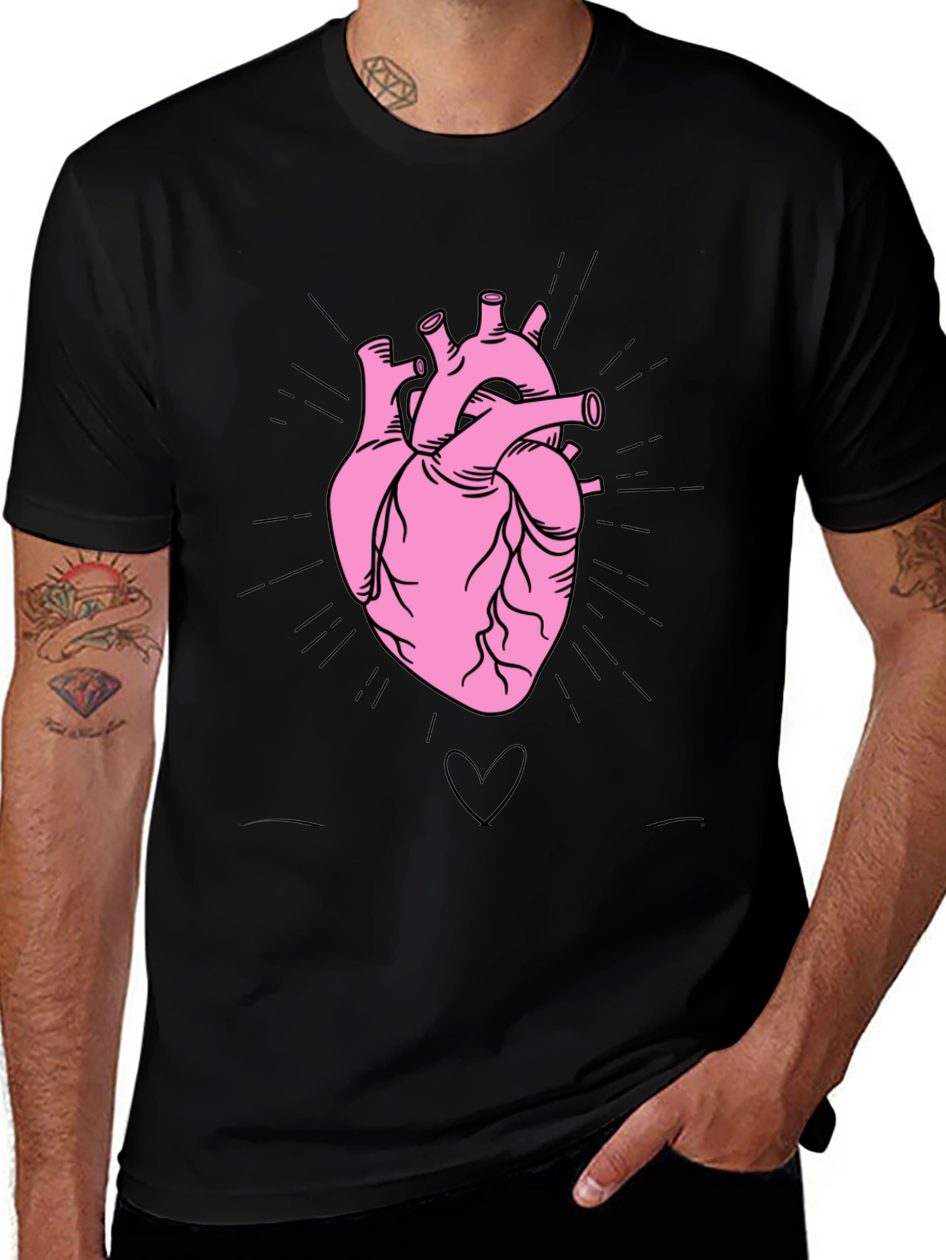 Variant 2 of Anatomical Heart T-Shirt - Black