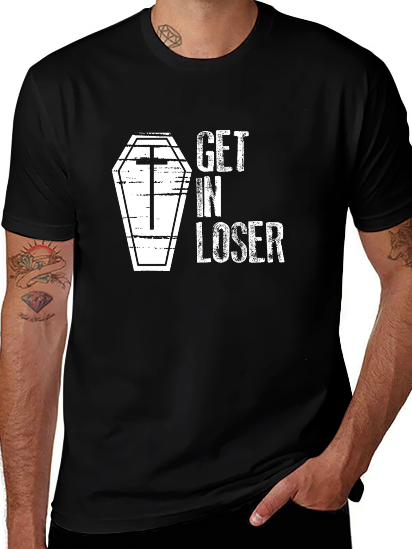Variant 24 of Get In Loser Coffin Graphic Tee - Black Humor T-Shirt