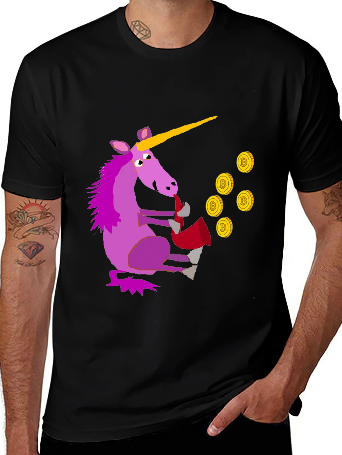 Variant 26 of Unicorn Bitcoin Crypto T-Shirt - Black