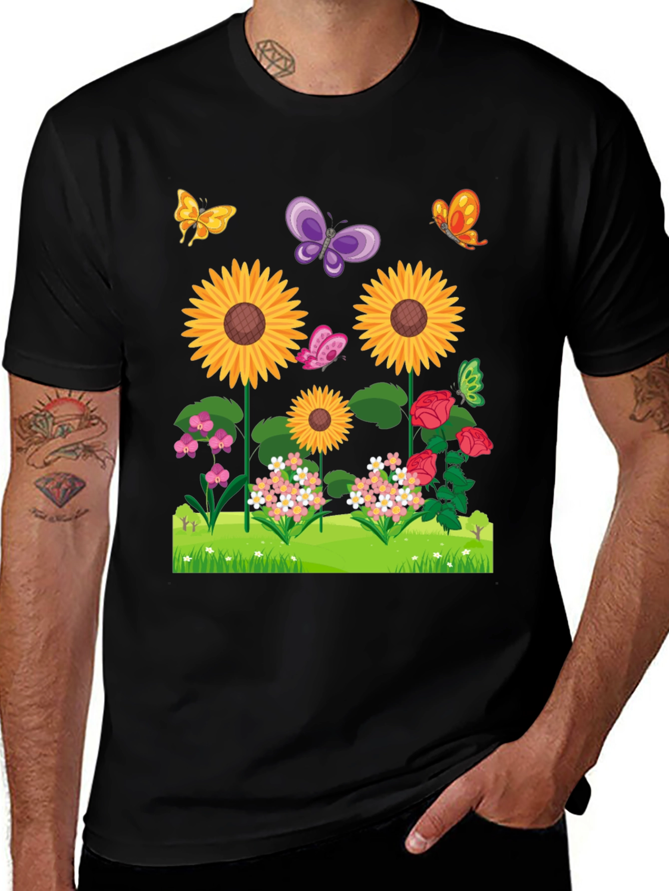 Variant 29 of Sunflower Butterfly Garden Graphic T-Shirt