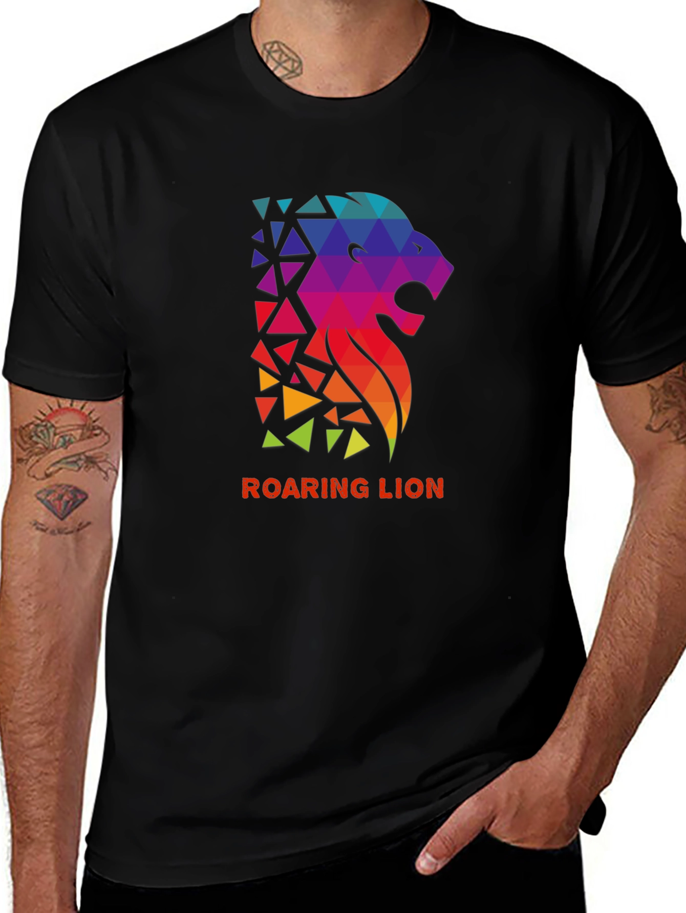 Variant 2 of Roaring Lion Graphic Tee - Bold Geometric Design