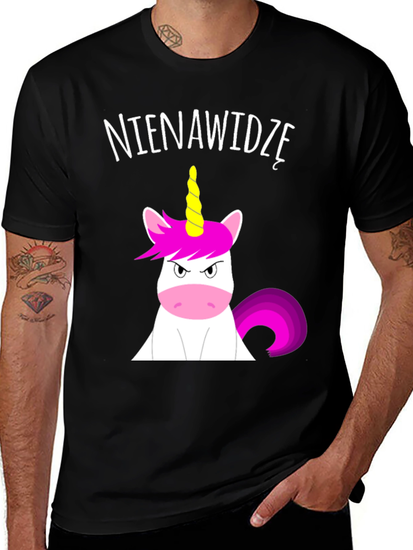 Variant 12 of Nienawidzę Unicorn T-Shirt - Black Cotton Tee