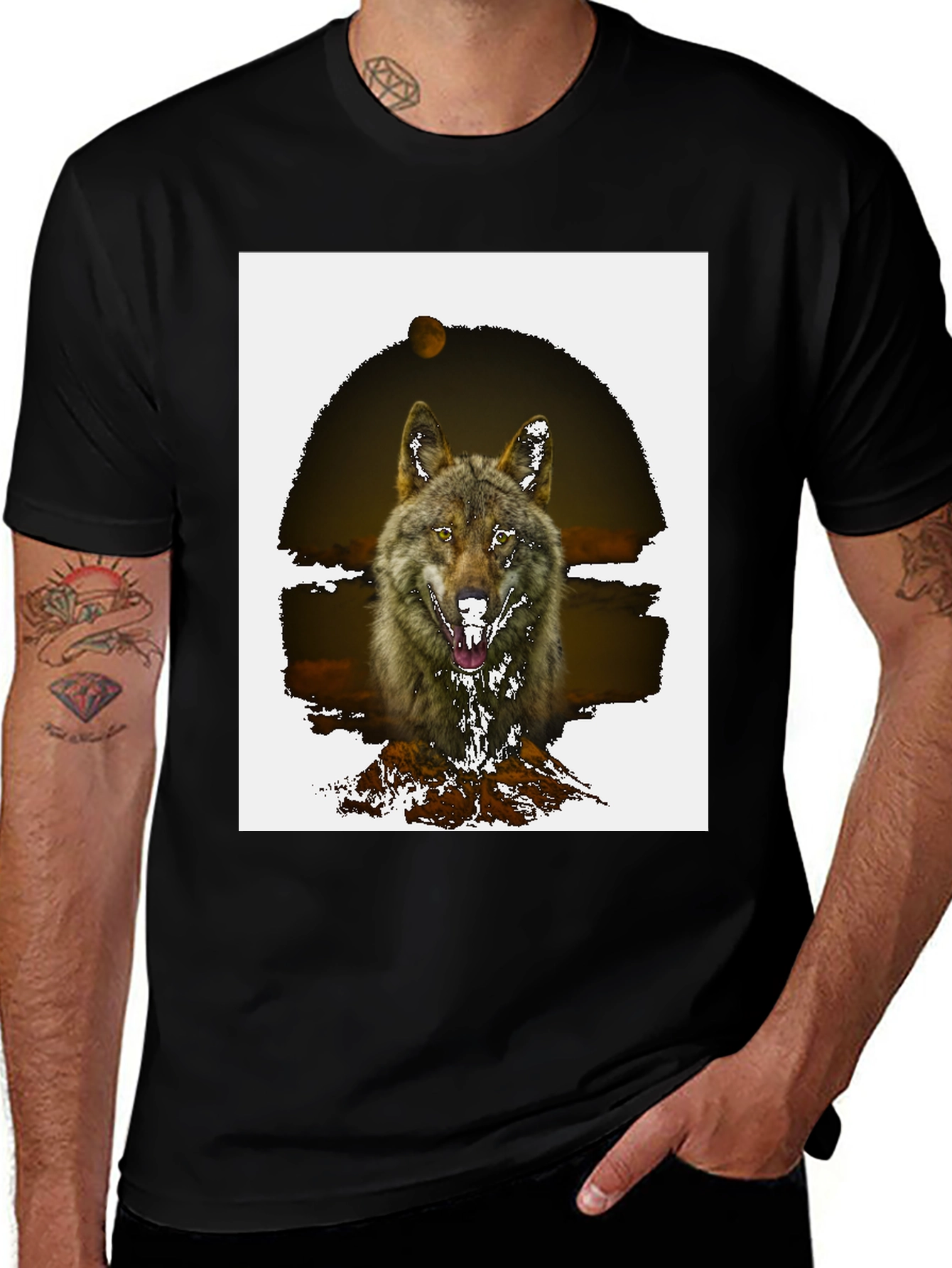 Variant 10 of Wolf Graphic Tee - Men's Black T-Shirt