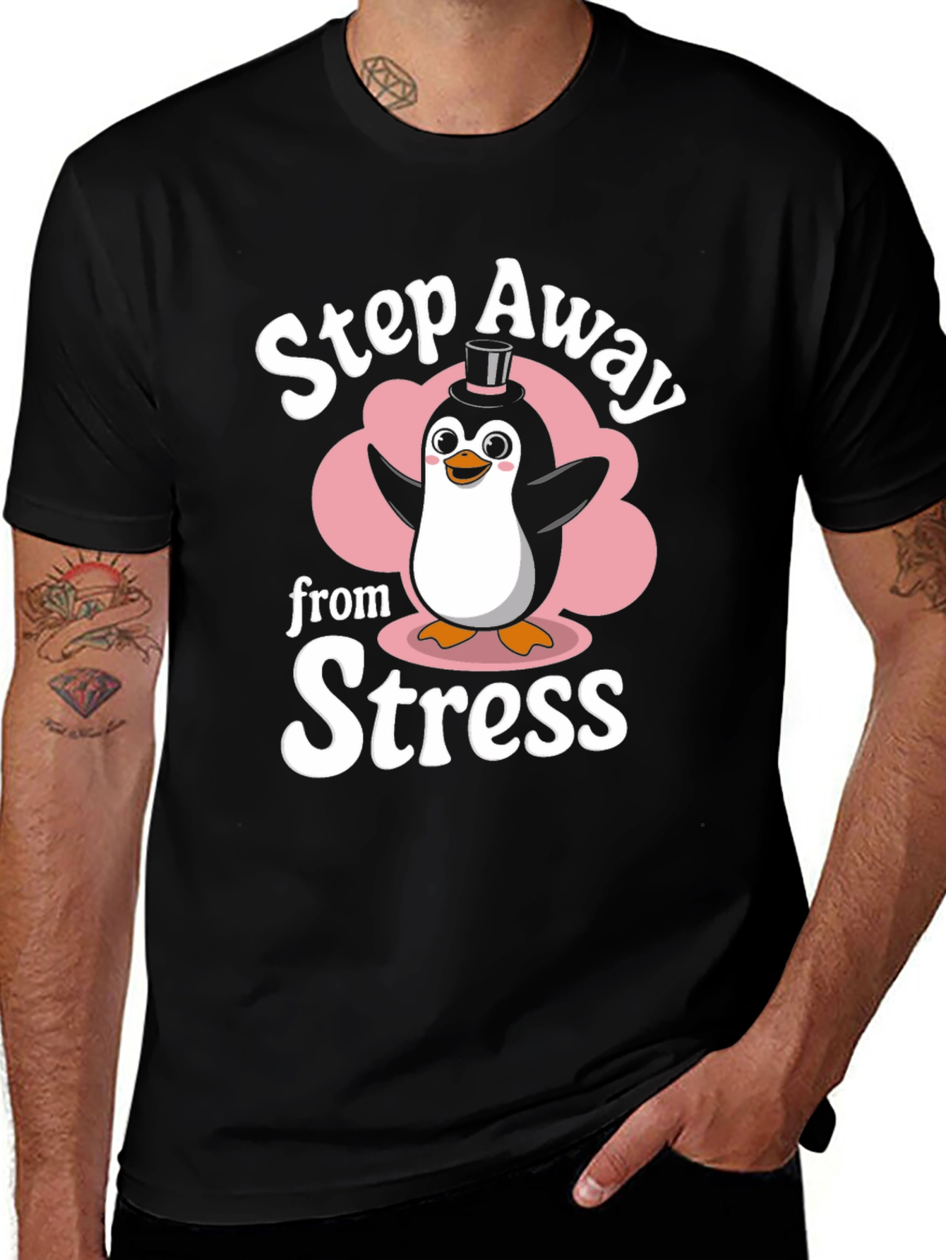 Variant 3 of Step Away from Stress Penguin Graphic T-Shirt