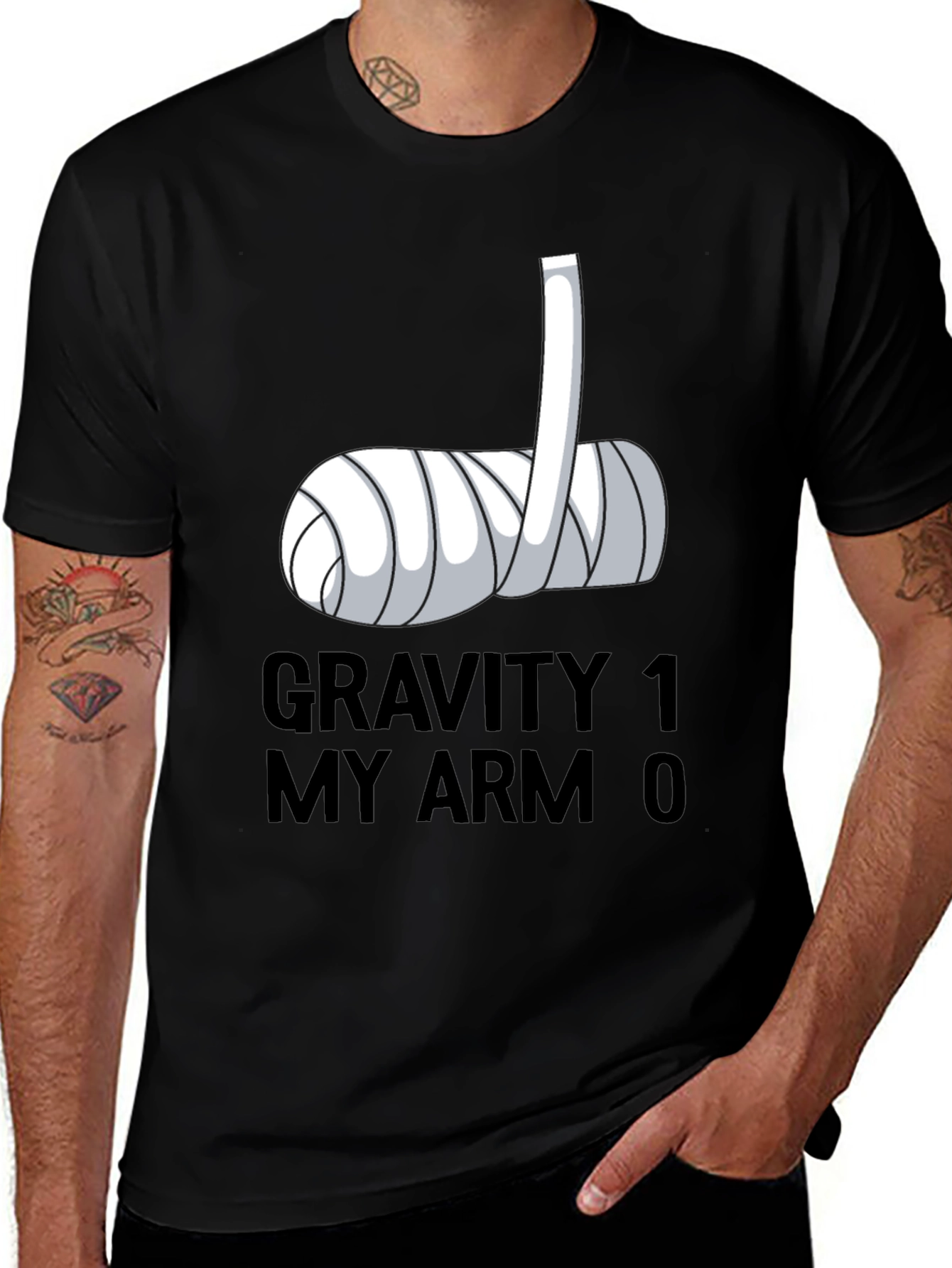 Variant 30 of Funny Broken Arm T-Shirt: Gravity 1, My Arm 0