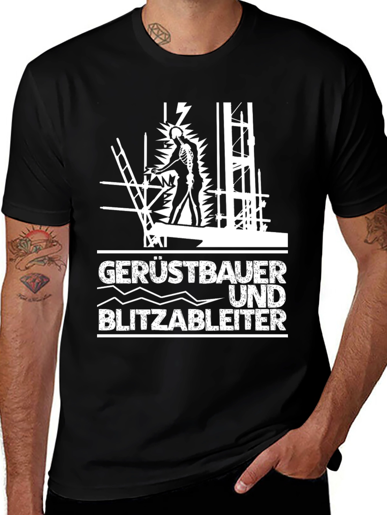Gerüstbauer Und Blitzableiter T-Shirt - Construction Worker Tee