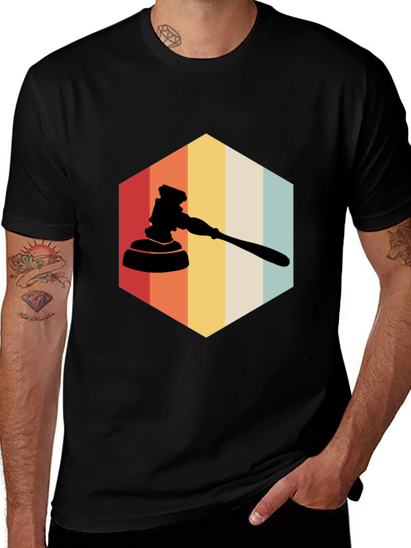 Variant 17 of Retro Gavel T-Shirt - Vintage Judge Law Design