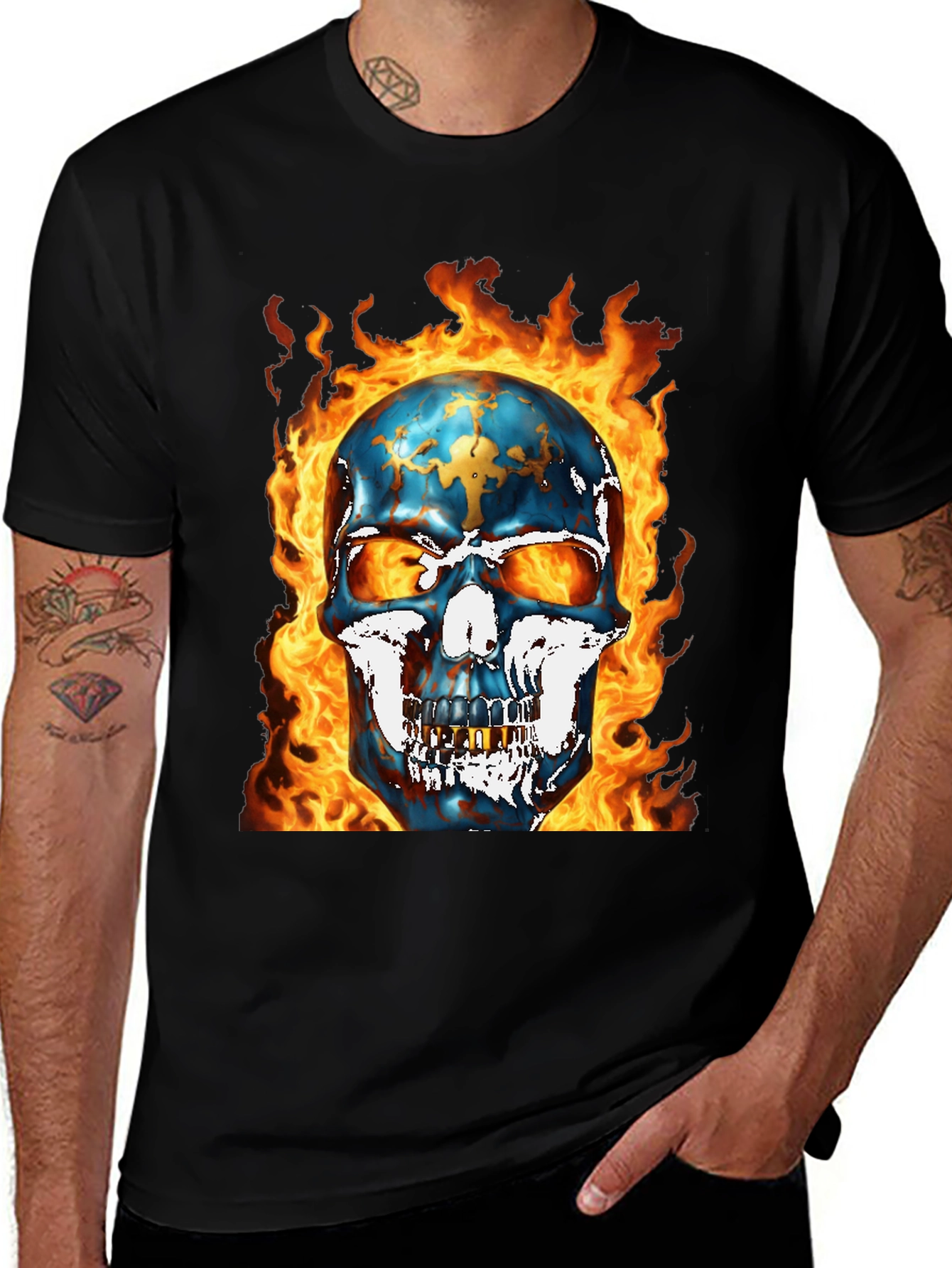 Variant 11 of Fiery Skull Graphic Tee - Bold & Edgy Design