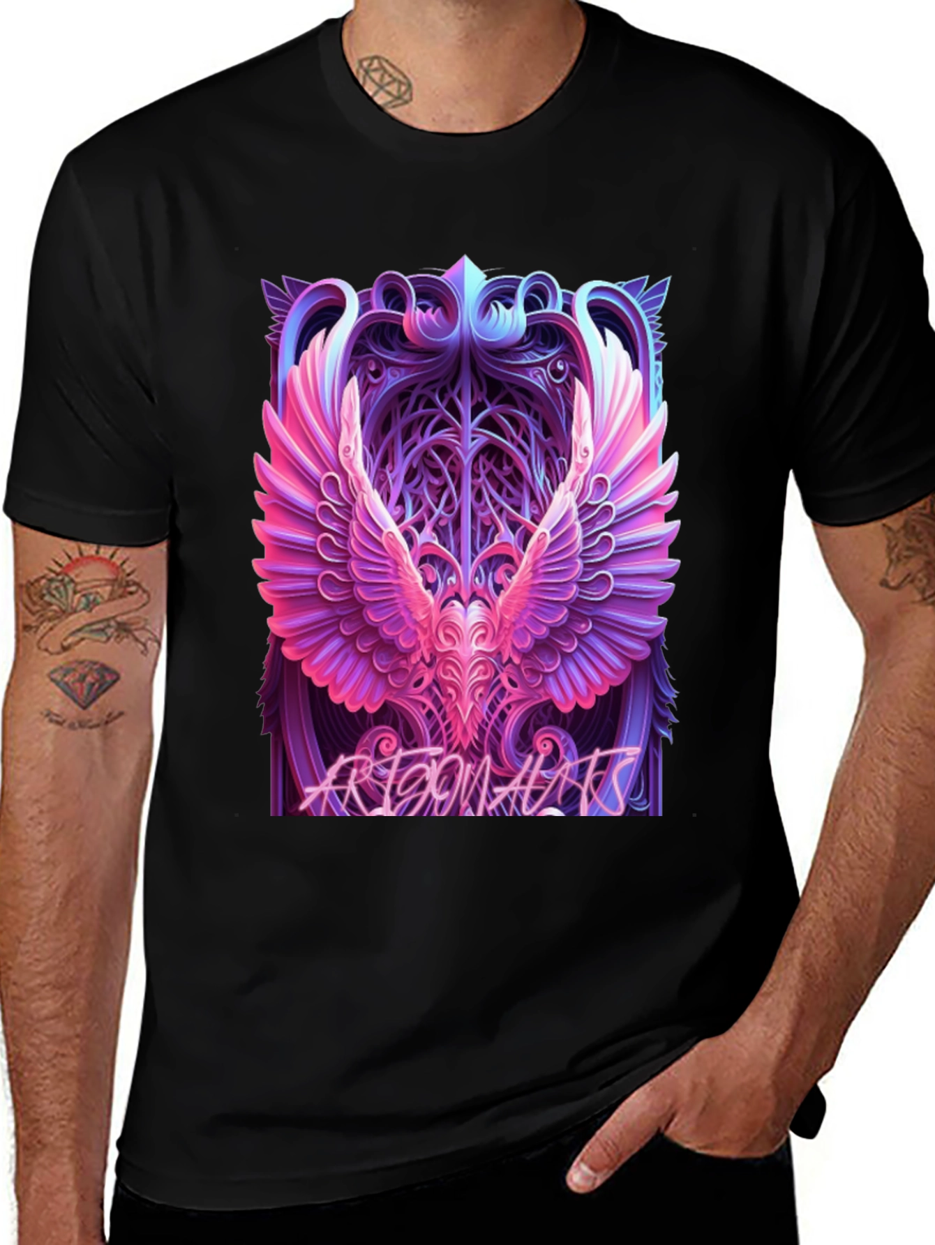 Variant 3 of Phoenix Wings Graphic Black T-Shirt