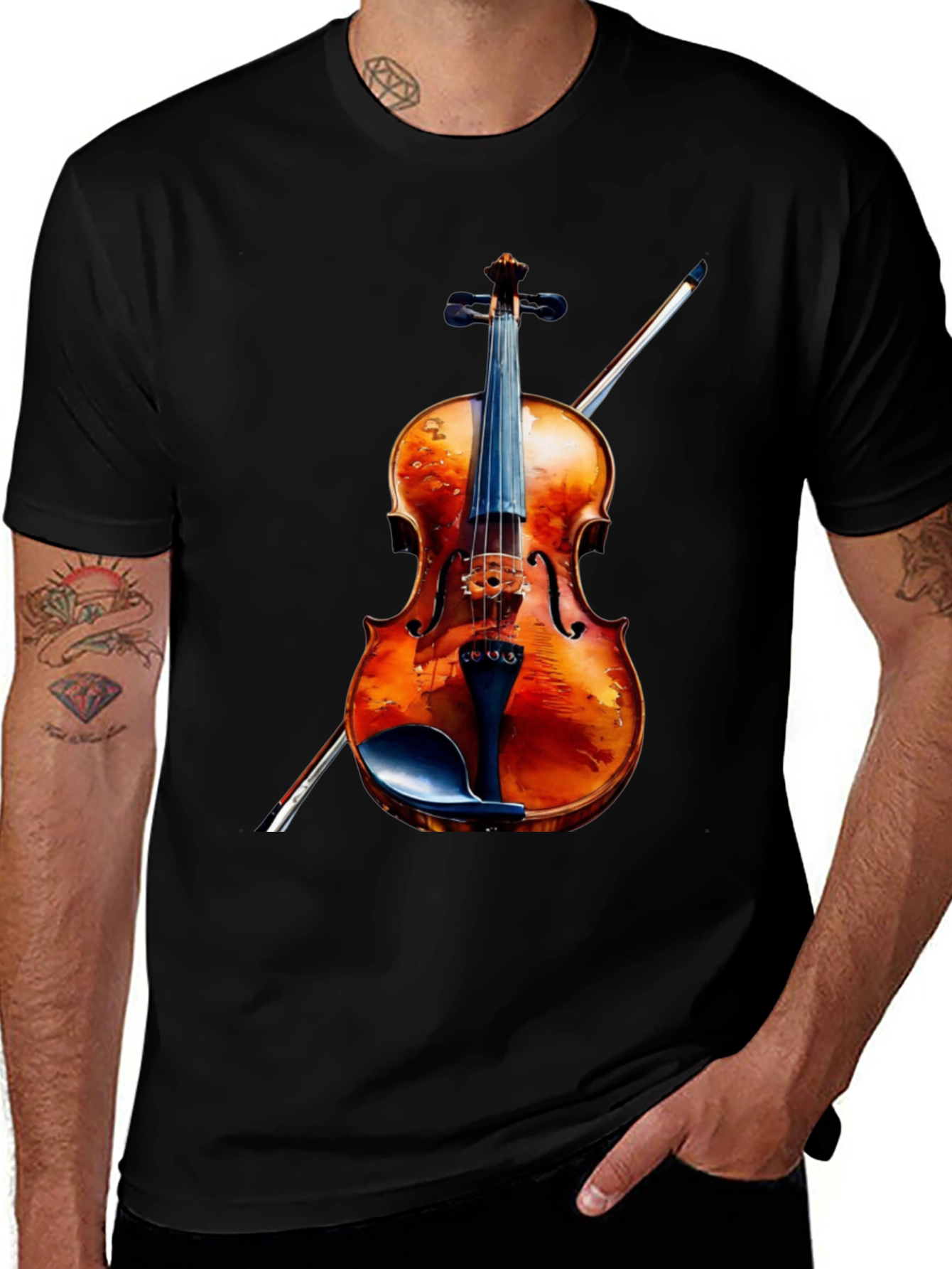 Variant 17 of Violin Graphic Tee - Musical Instrument Shirt