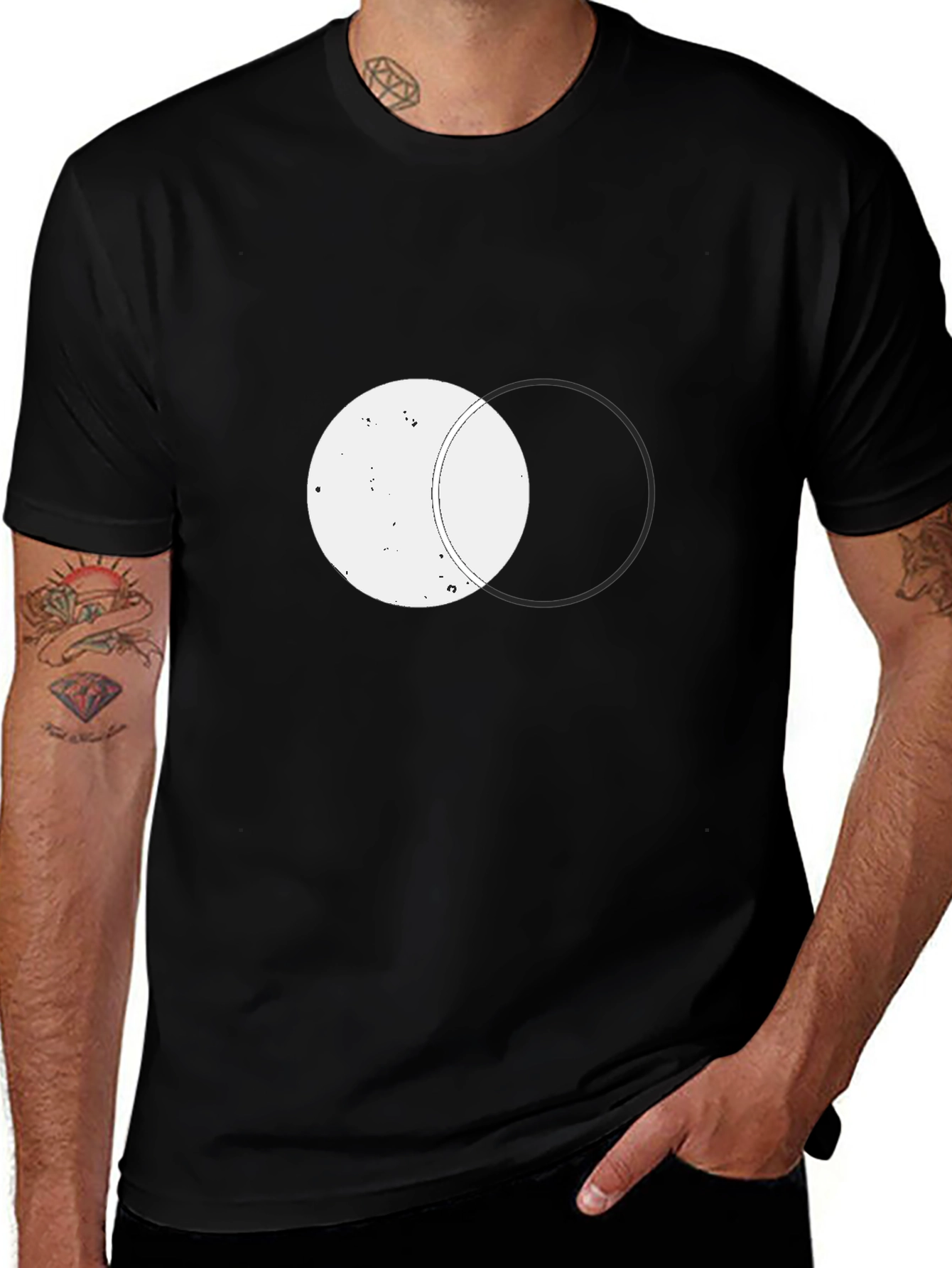 Variant 9 of Minimalist Overlap Circle Graphic Tee - Unisex Soft Cotton Shirt