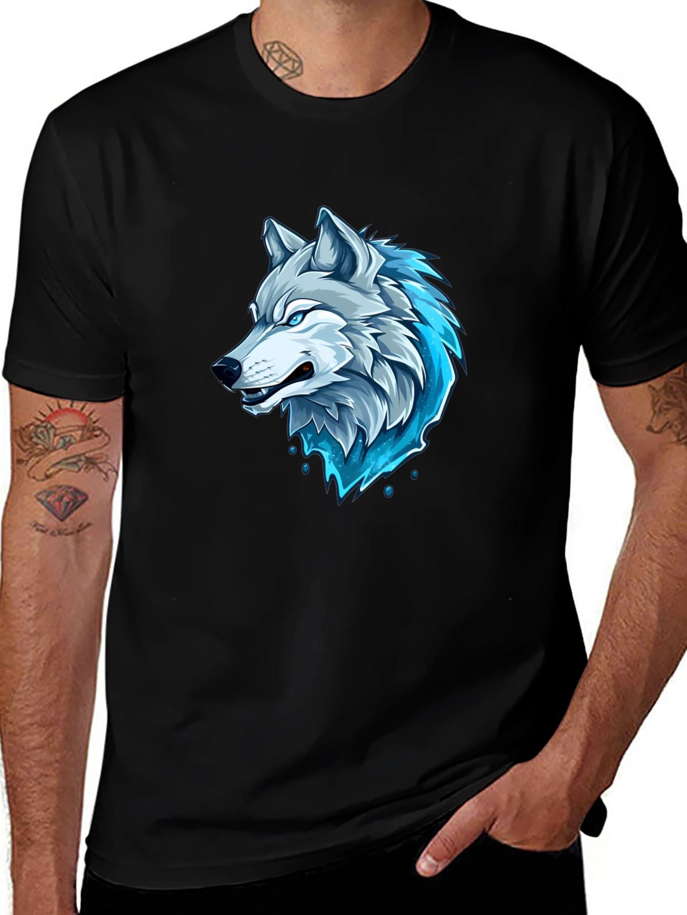Variant 29 of Men's Black Wolf Graphic T-Shirt