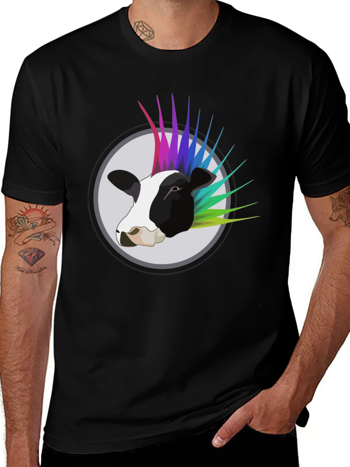 Variant 27 of Punk Cow Graphic Tee - Black Cotton T-Shirt