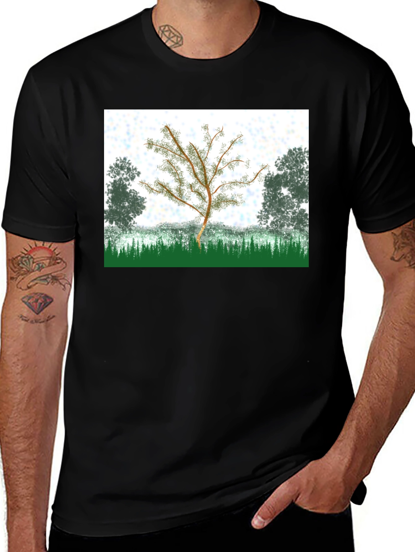 Variant 3 of Nature Tree Graphic T-Shirt - Black