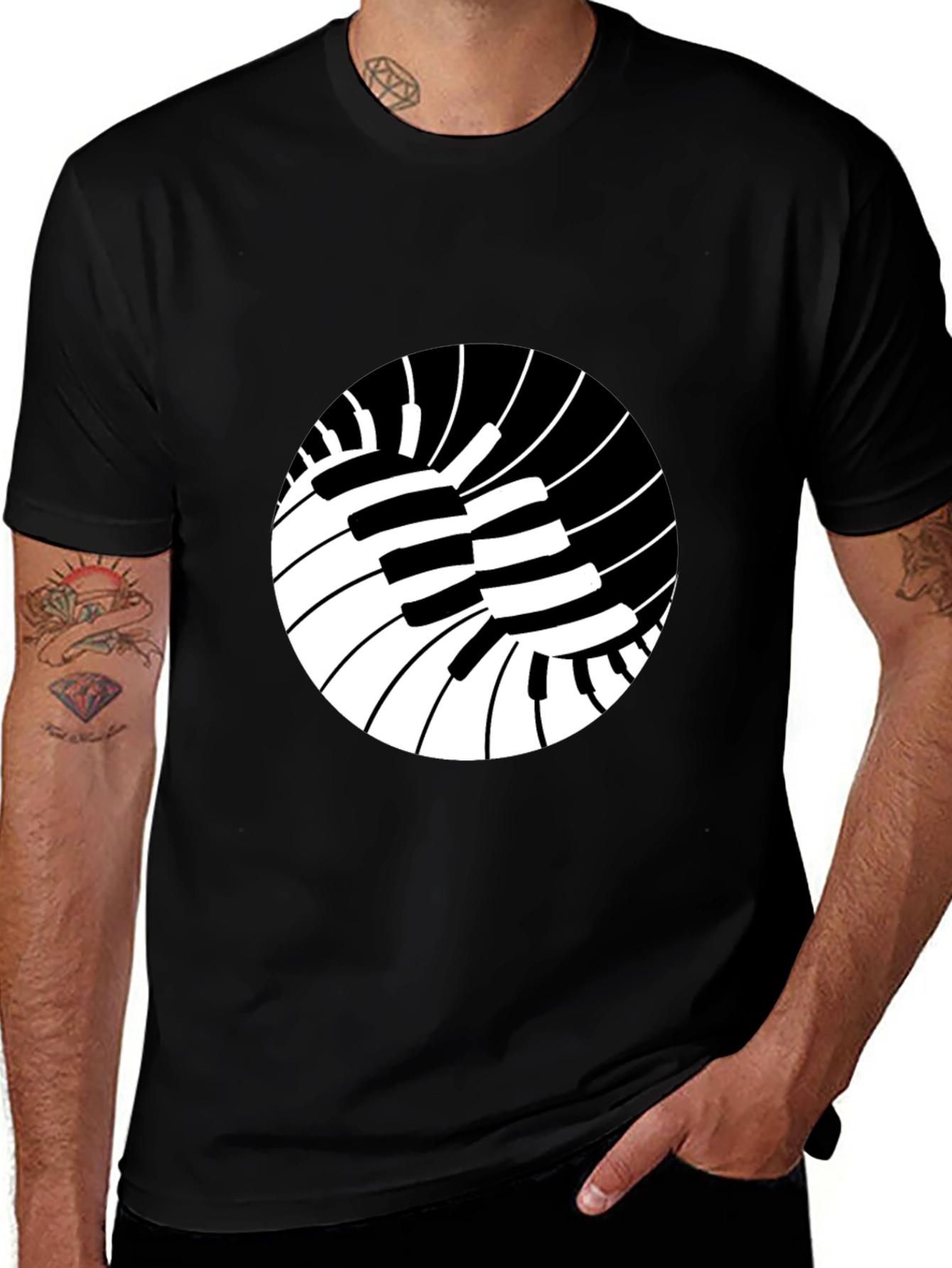Variant 4 of Piano Keys Graphic Tee - Stylish Black T-Shirt