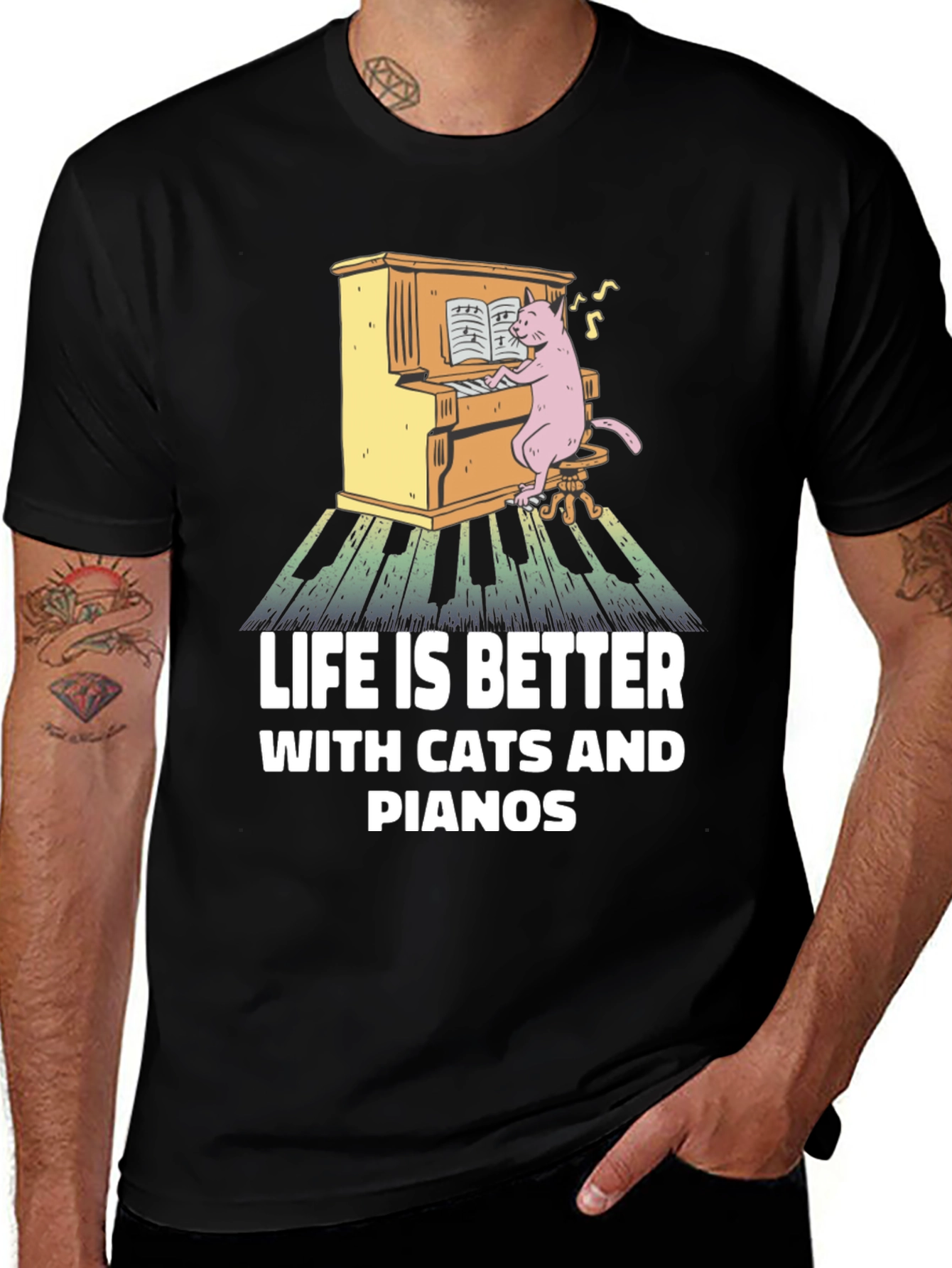 Variant 22 of Life is Better with Cats and Pianos T-Shirt