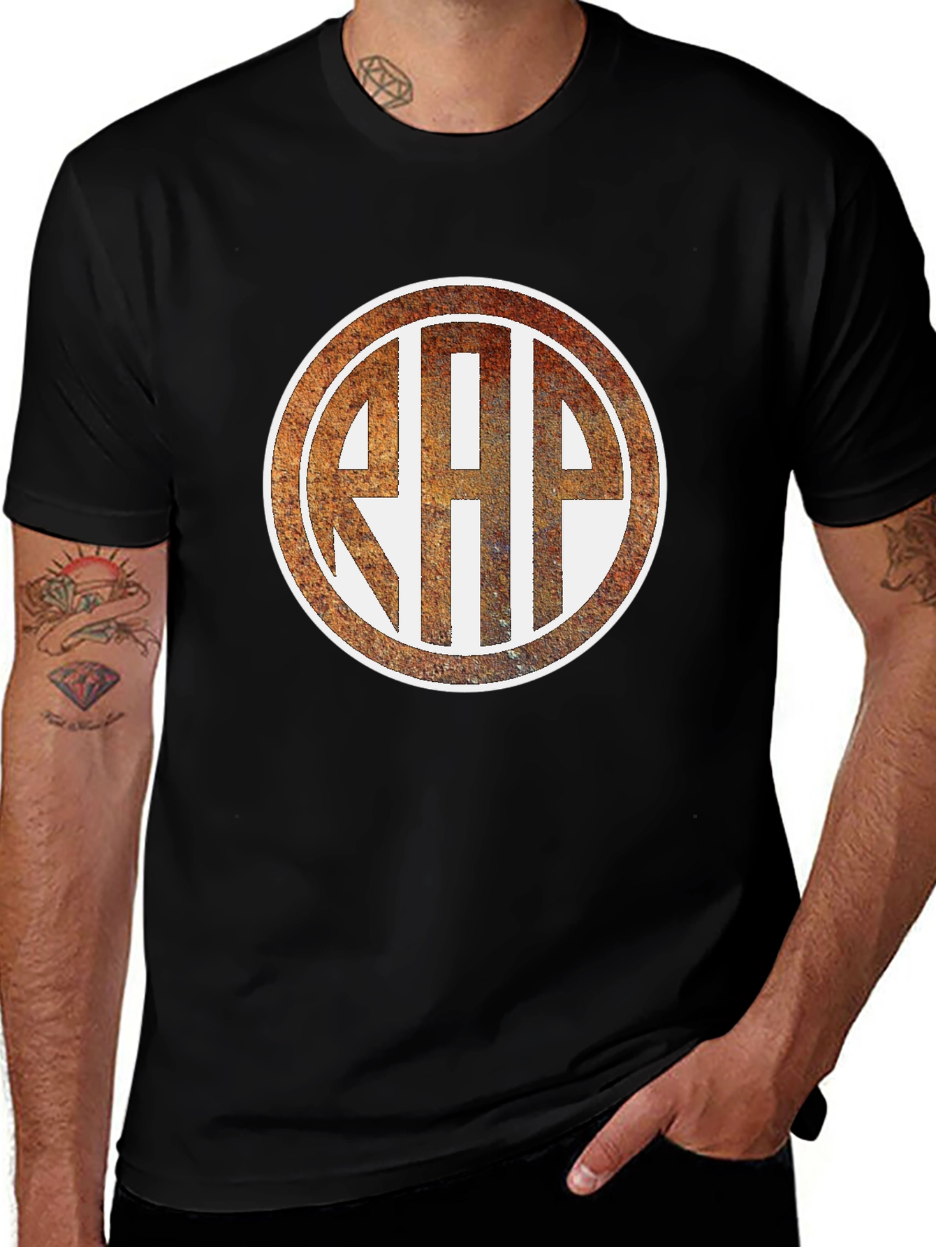 Variant 9 of Rustic RHP Monogram Black T-Shirt