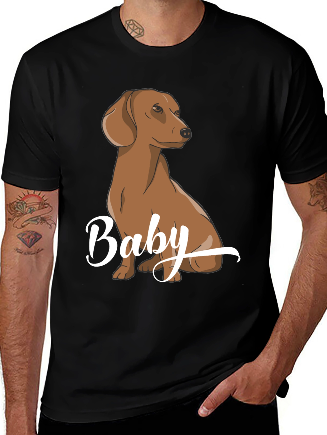 Variant 24 of Dachshund Baby Graphic Tee, Black