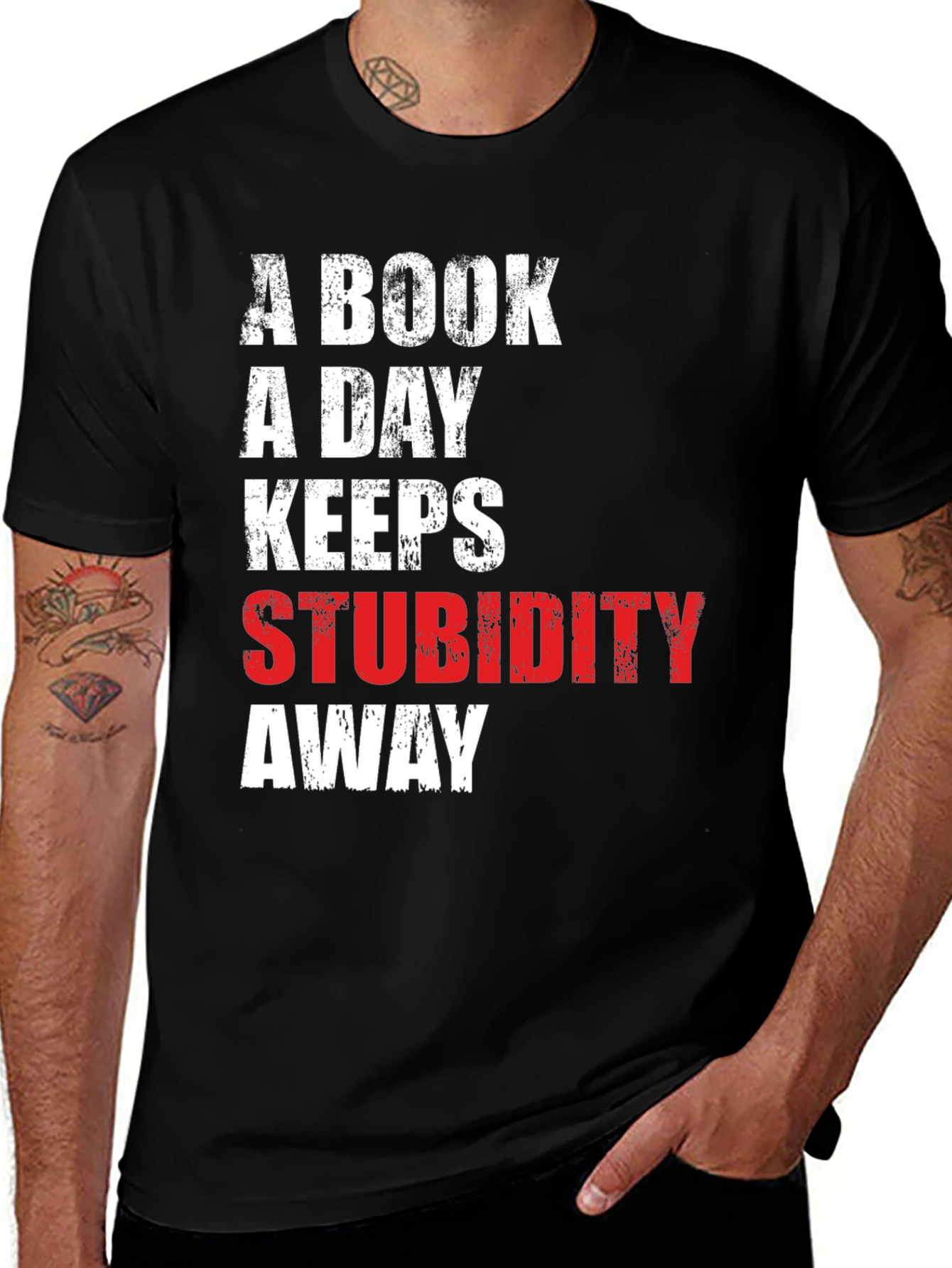 Variant 14 of Book a Day Keeps Stupidity Away Tee