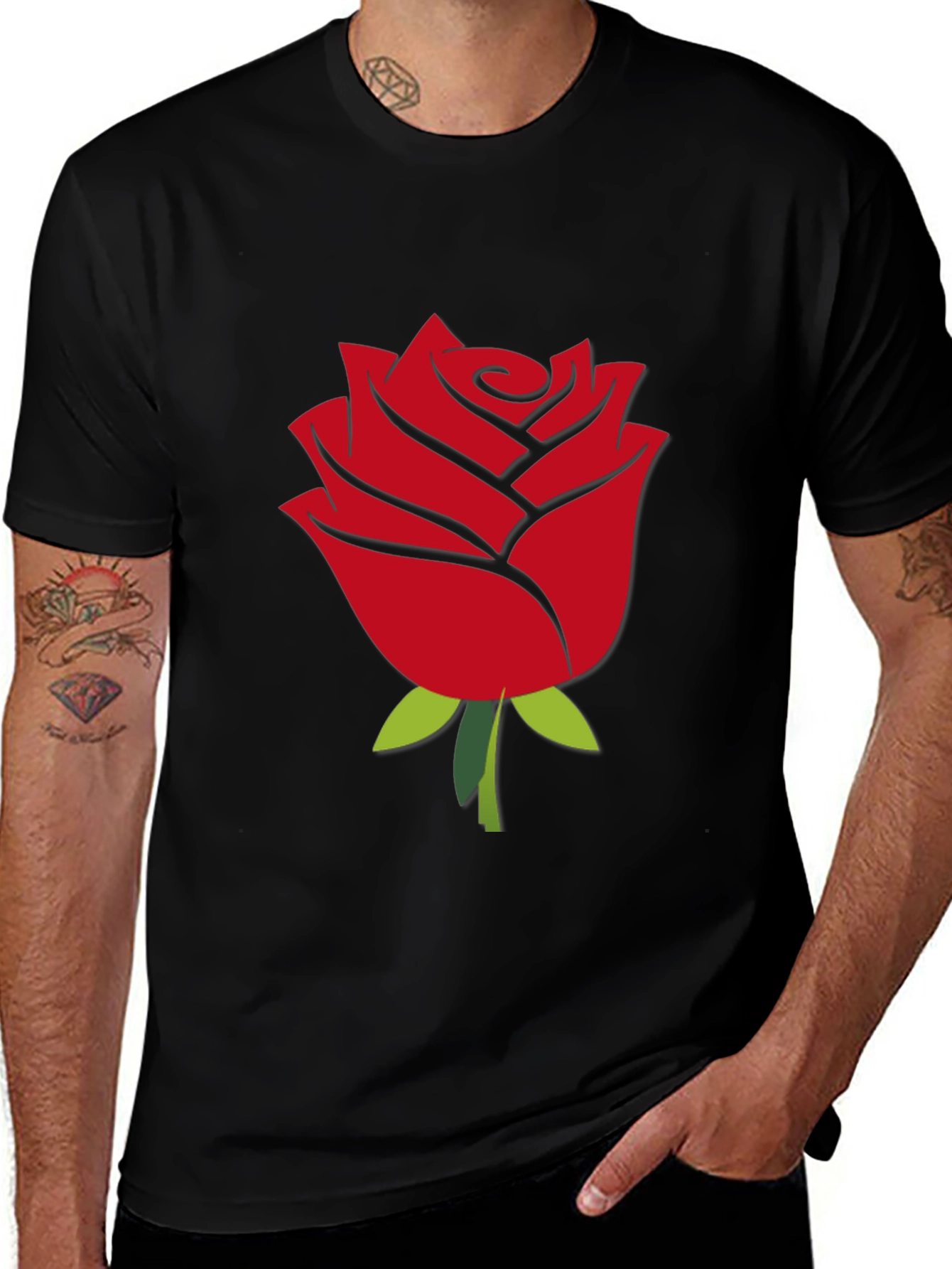 Variant 27 of Men's Rose Graphic Black T-Shirt