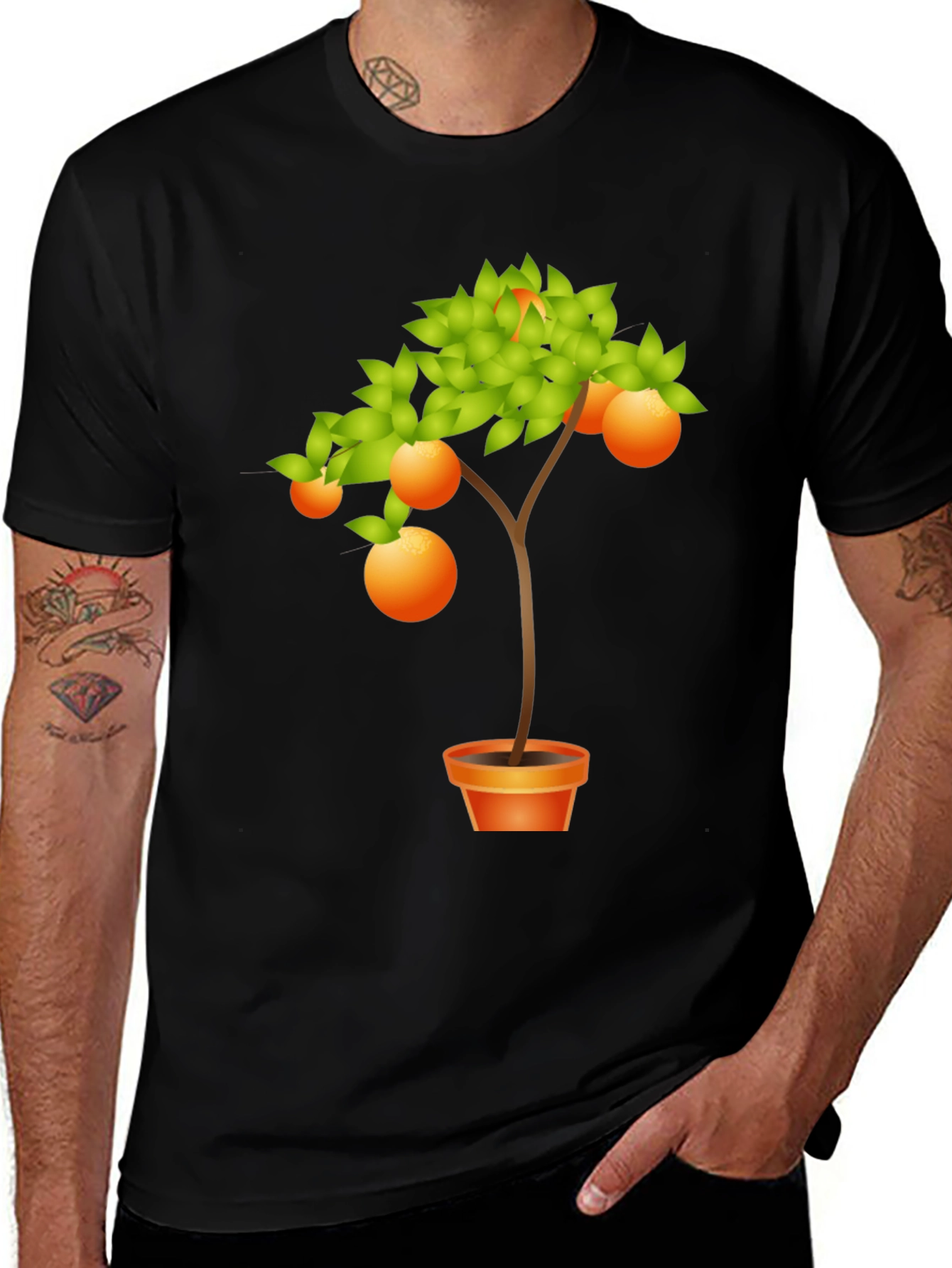 Orange Tree Graphic T-Shirt - Casual Wear