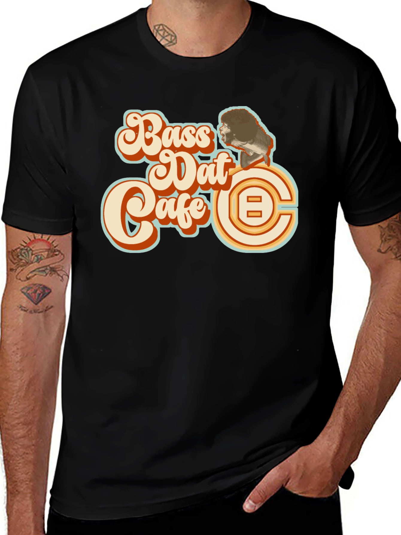 Variant 16 of Bass Dat Cafe Black T-Shirt