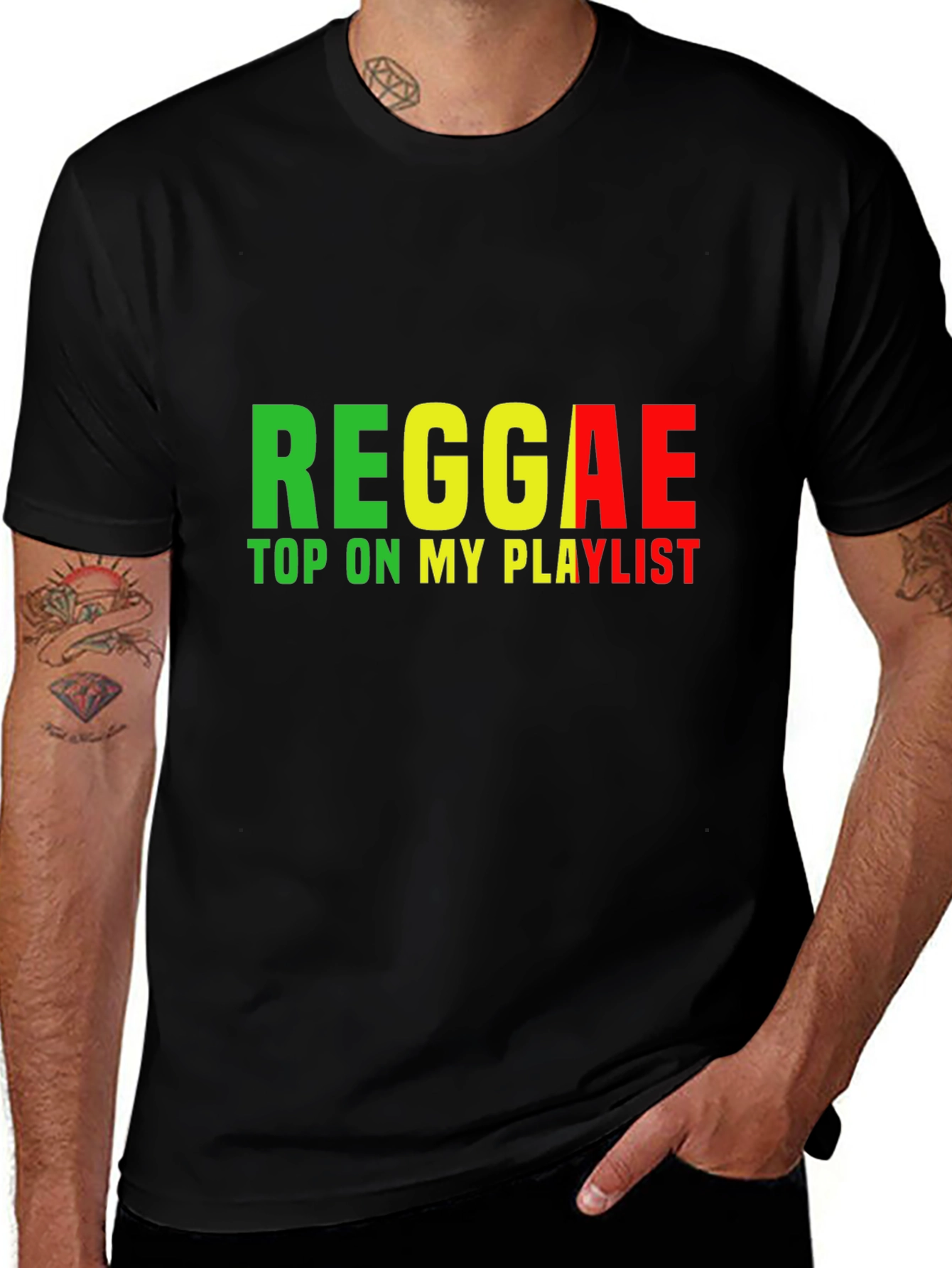Variant 17 of Reggae Top On My Playlist Black T-Shirt