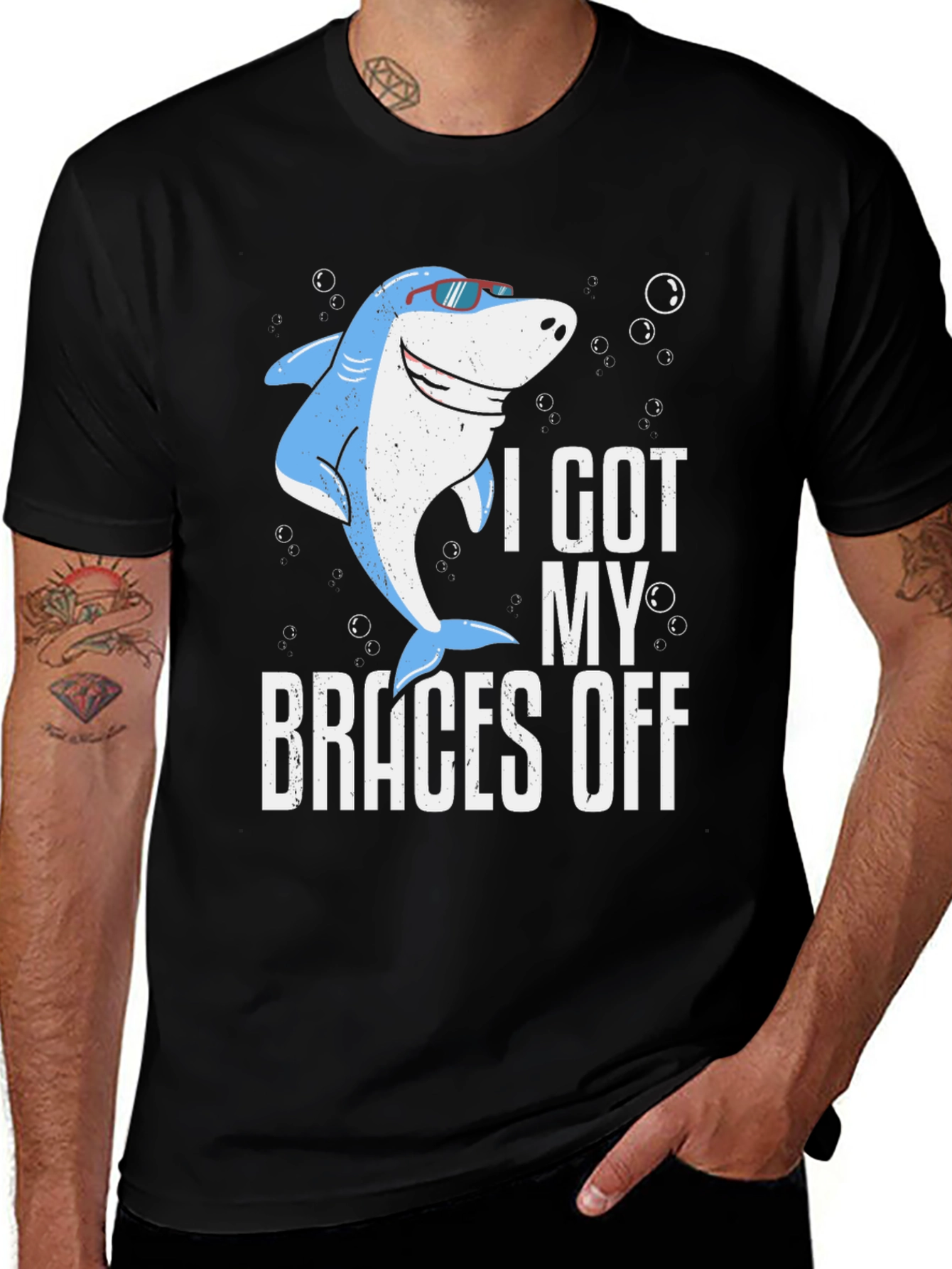 Variant 25 of Funny Shark Braces Off T-Shirt