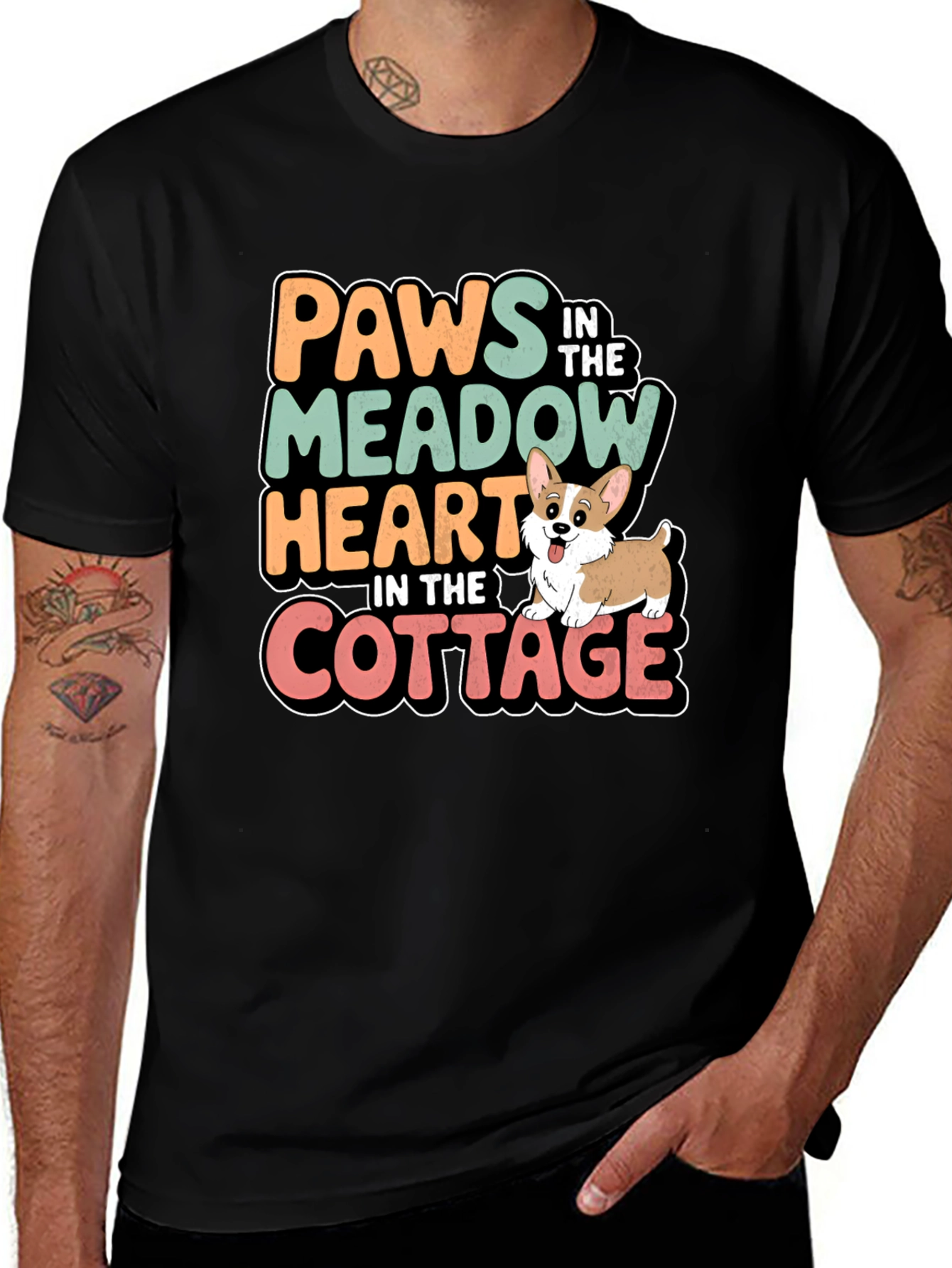 Variant 13 of Paws Meadow Heart Cottage Graphic Tee