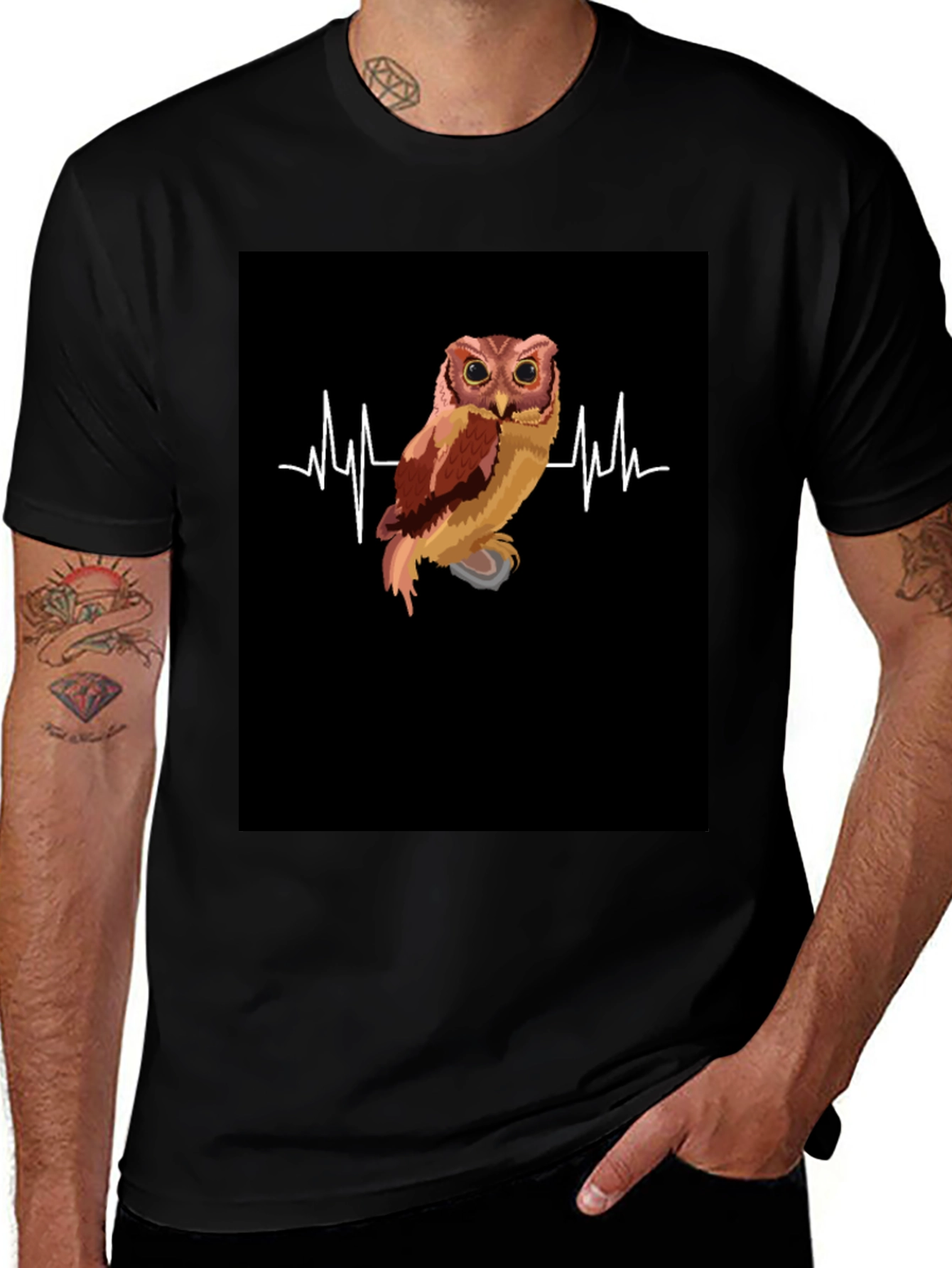 Variant 28 of Owl Heartbeat T-Shirt - Unique Animal Lover Tee