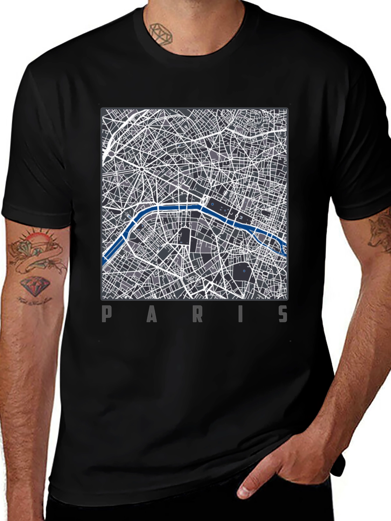 Paris Map T-Shirt - City Streets Design