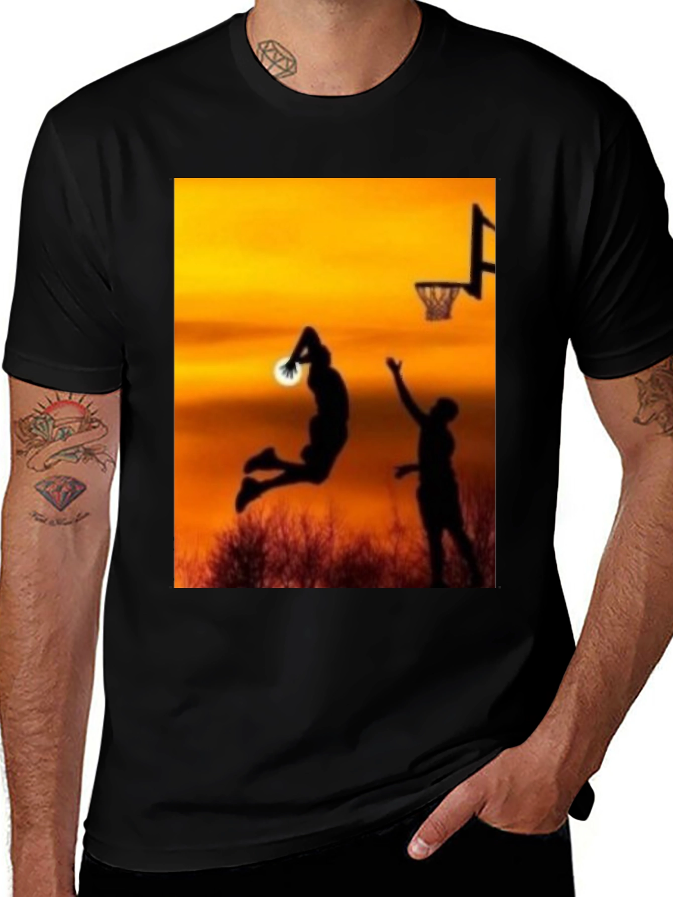 Variant 21 of Sunset Basketball Silhouette Graphic Tee