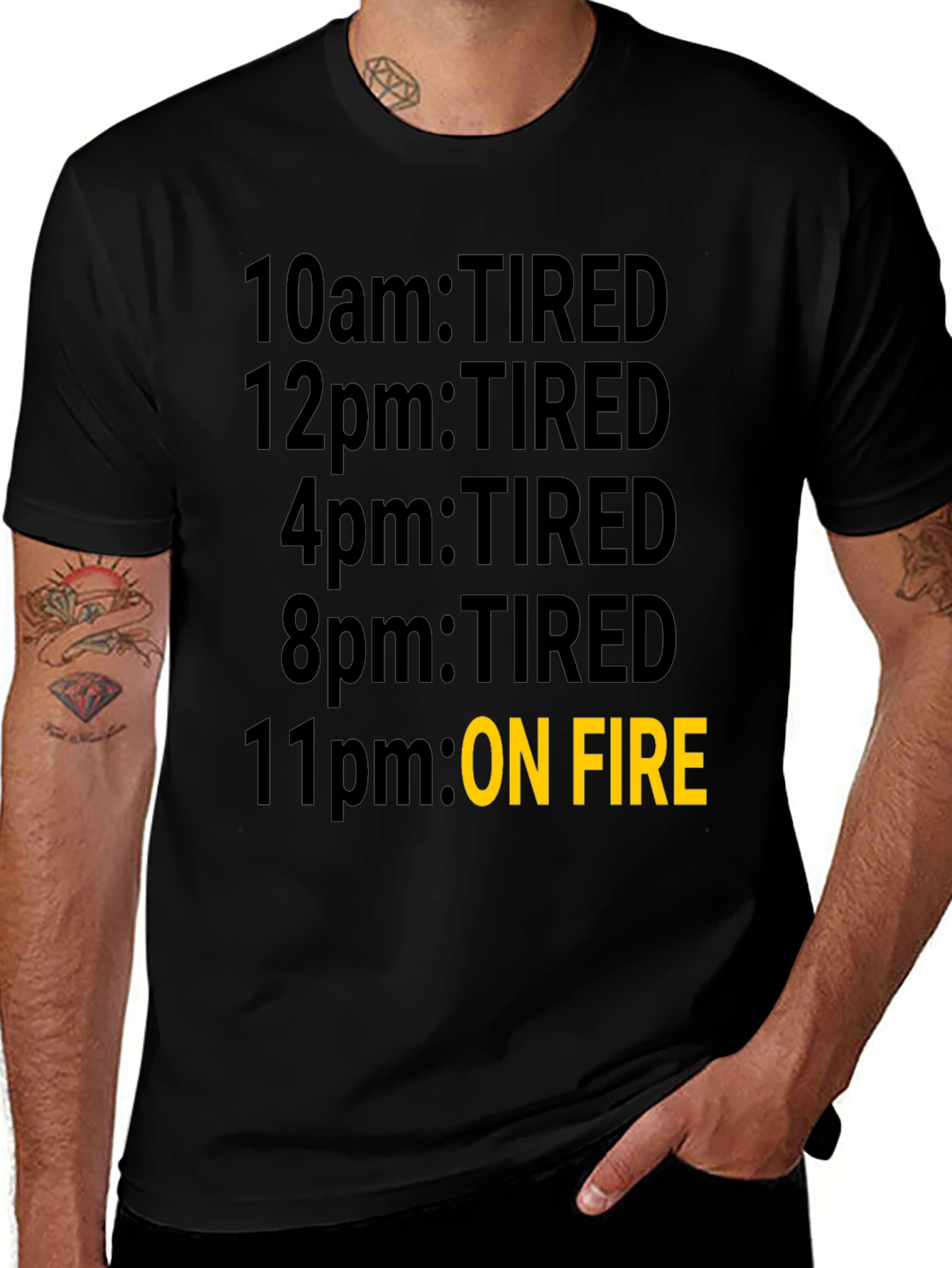 Variant 12 of Tired Then On Fire T-Shirt - Black Novelty Tee