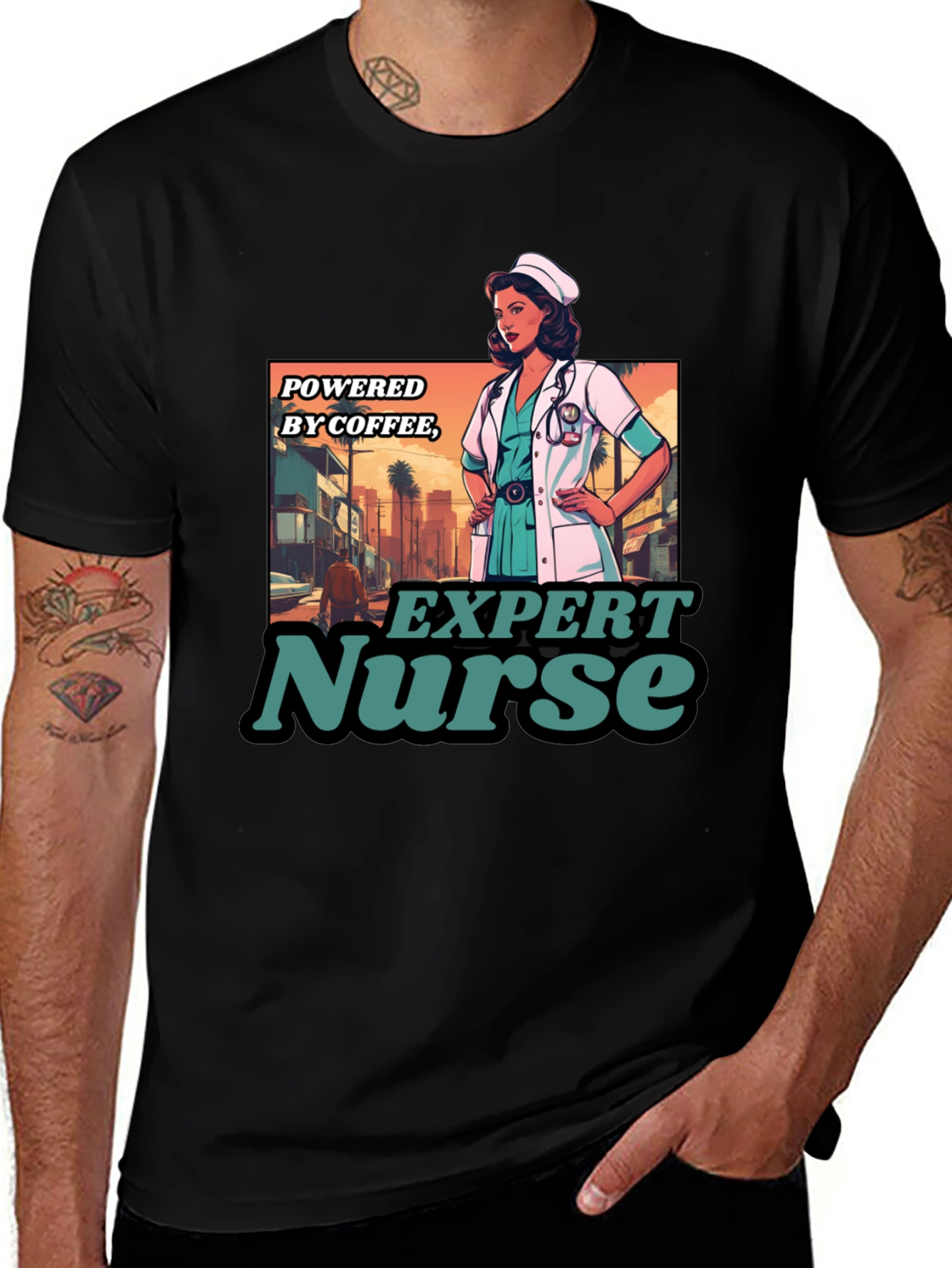 Variant 21 of Expert Nurse Powered By Coffee Graphic T-Shirt