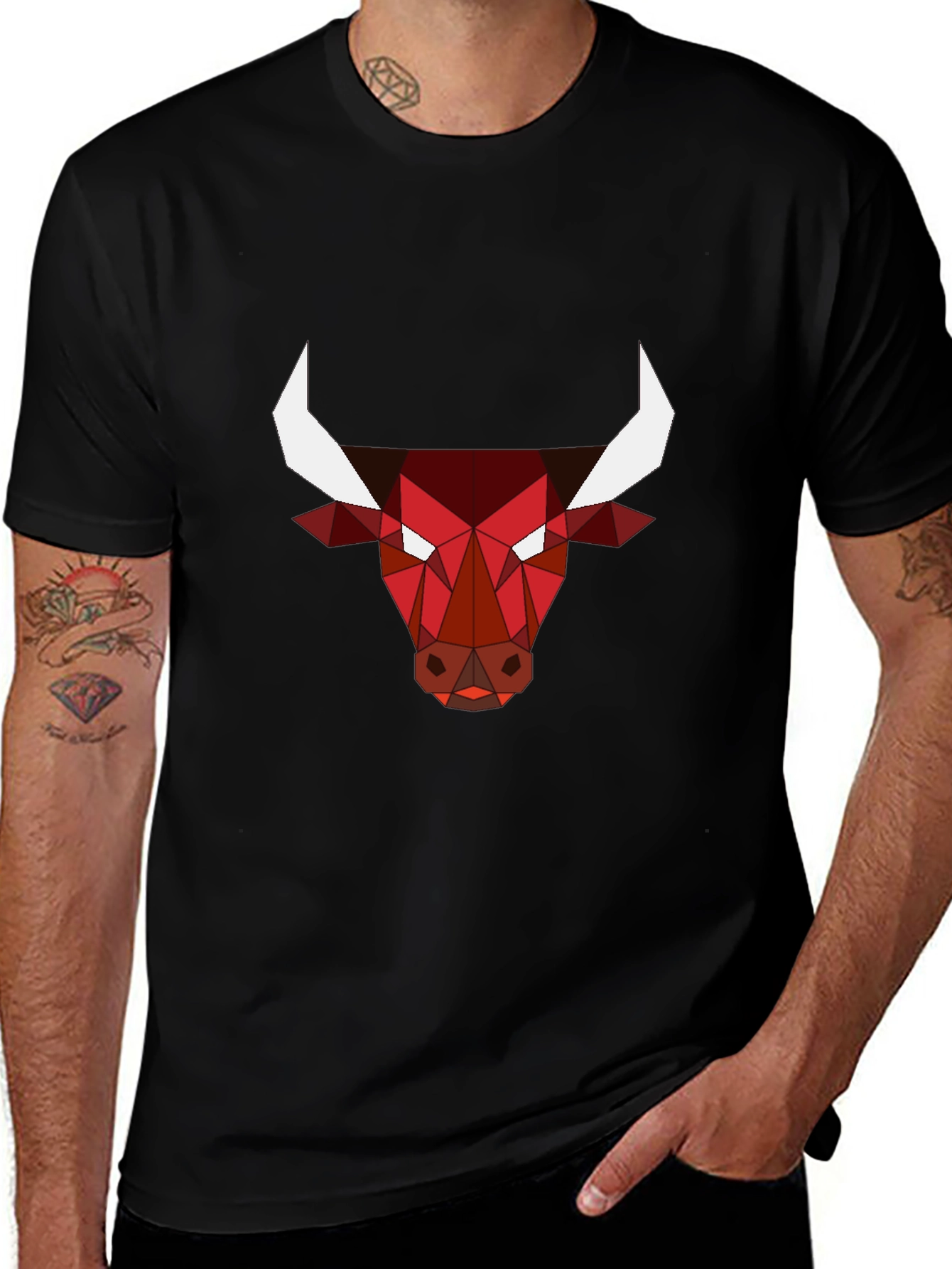 Variant 20 of Geometric Bull Graphic Tee - Modern Style