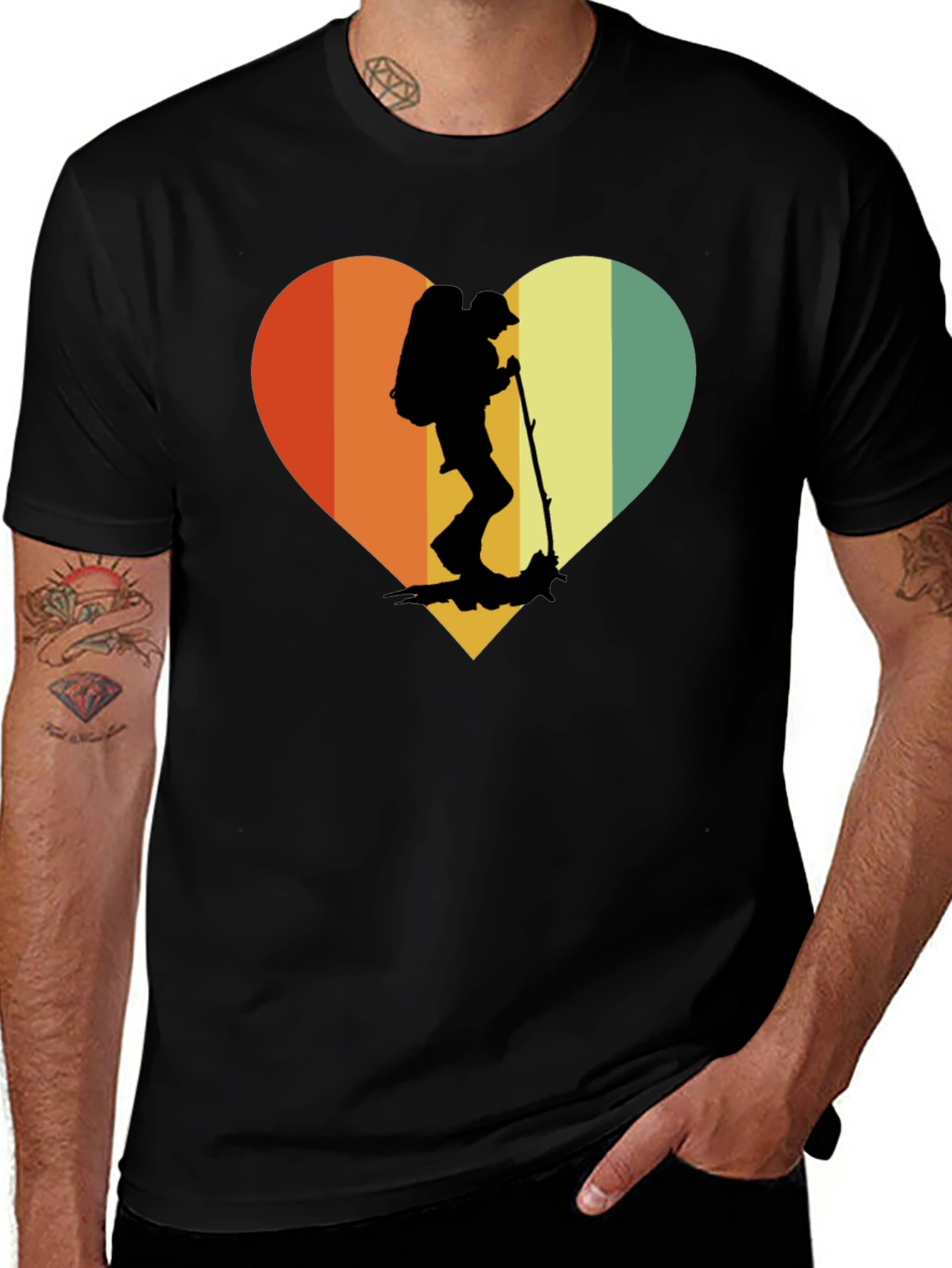 Variant 29 of Retro Hiker Heart T-Shirt - Outdoor Adventure Tee
