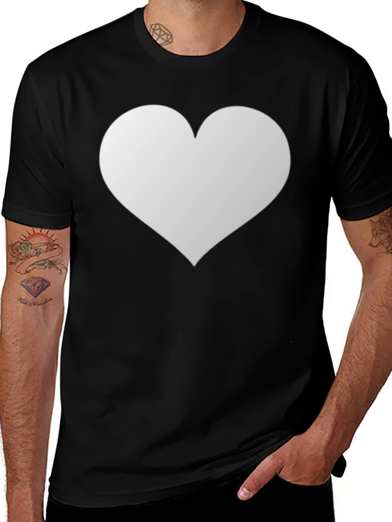 Heart Graphic Black T-Shirt Casual Wear