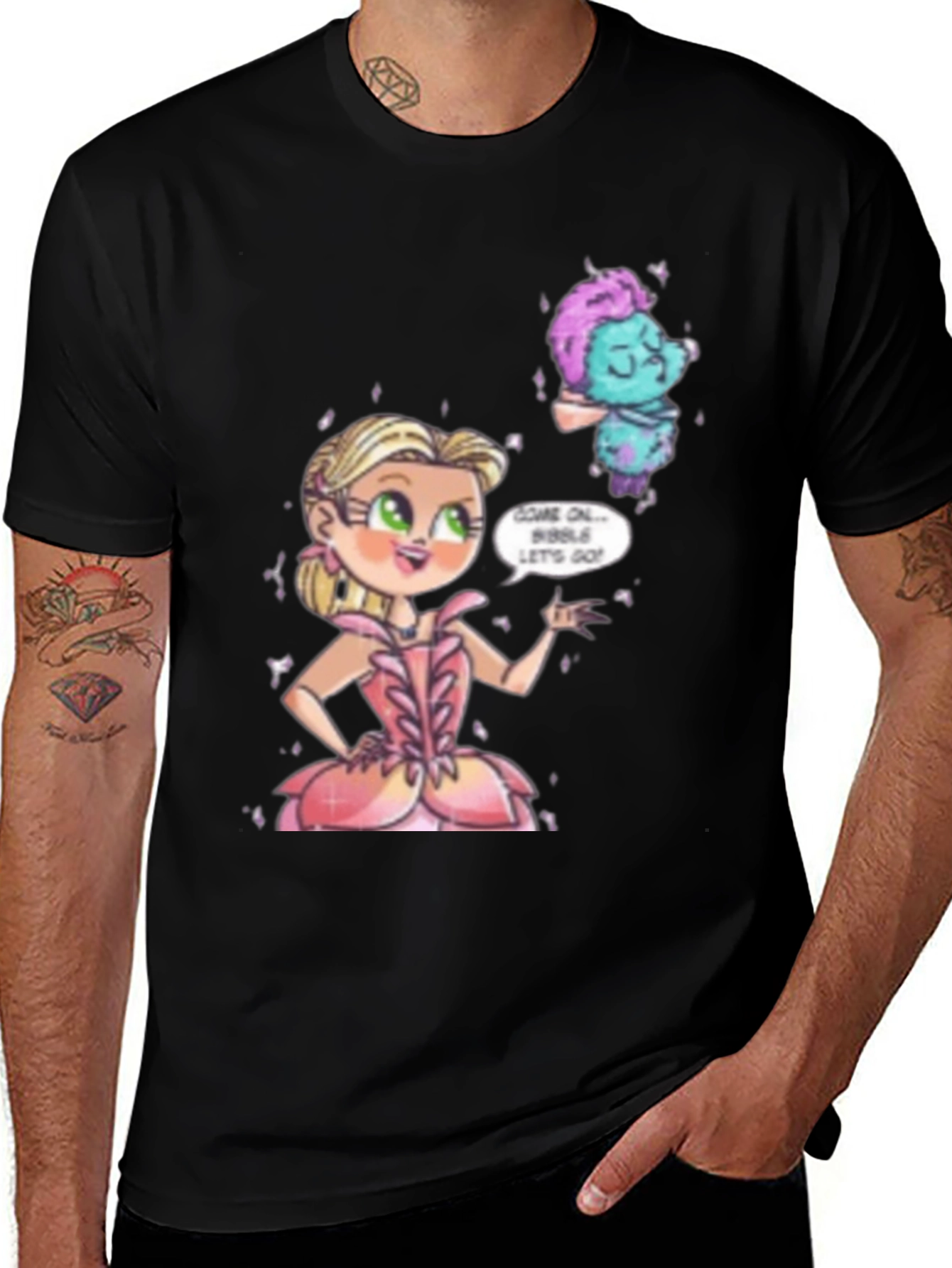 Variant 25 of Cartoon Graphic Black T-Shirt