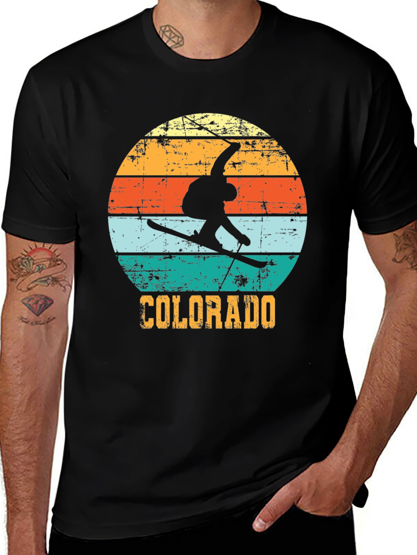 Variant 25 of Colorado Ski Sunset Graphic Tee - Retro Style