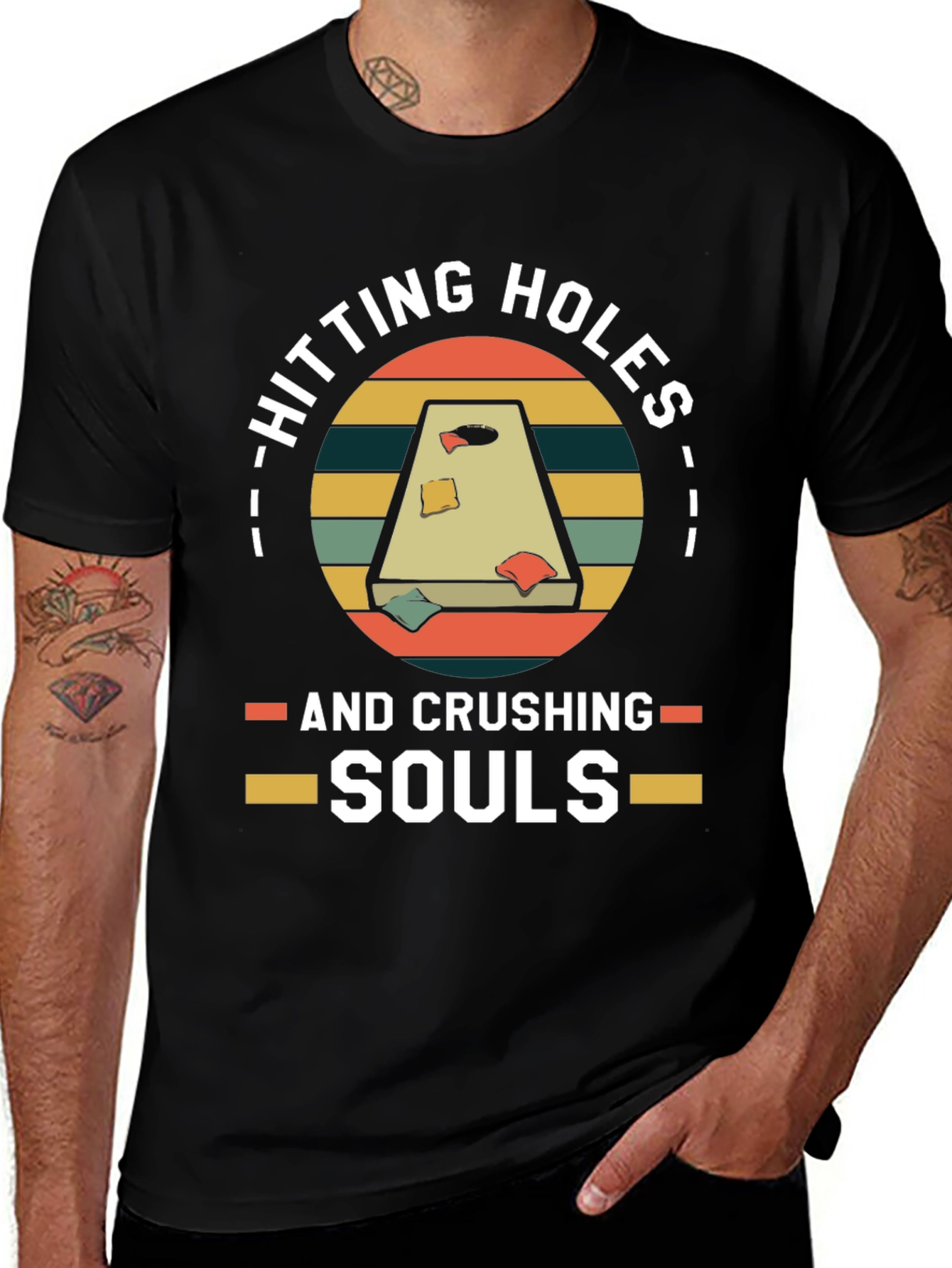 Variant 19 of Hitting Holes & Crushing Souls Cornhole T-Shirt