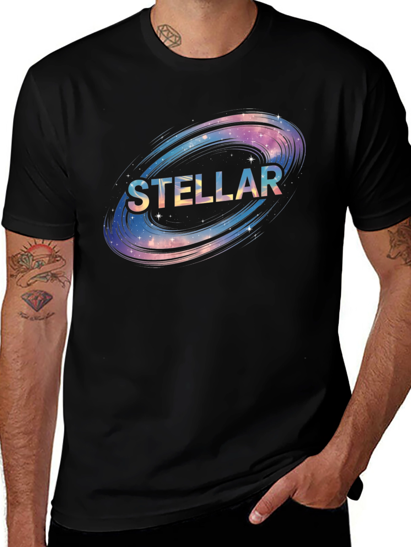 Stellar Galaxy Graphic Black T-Shirt